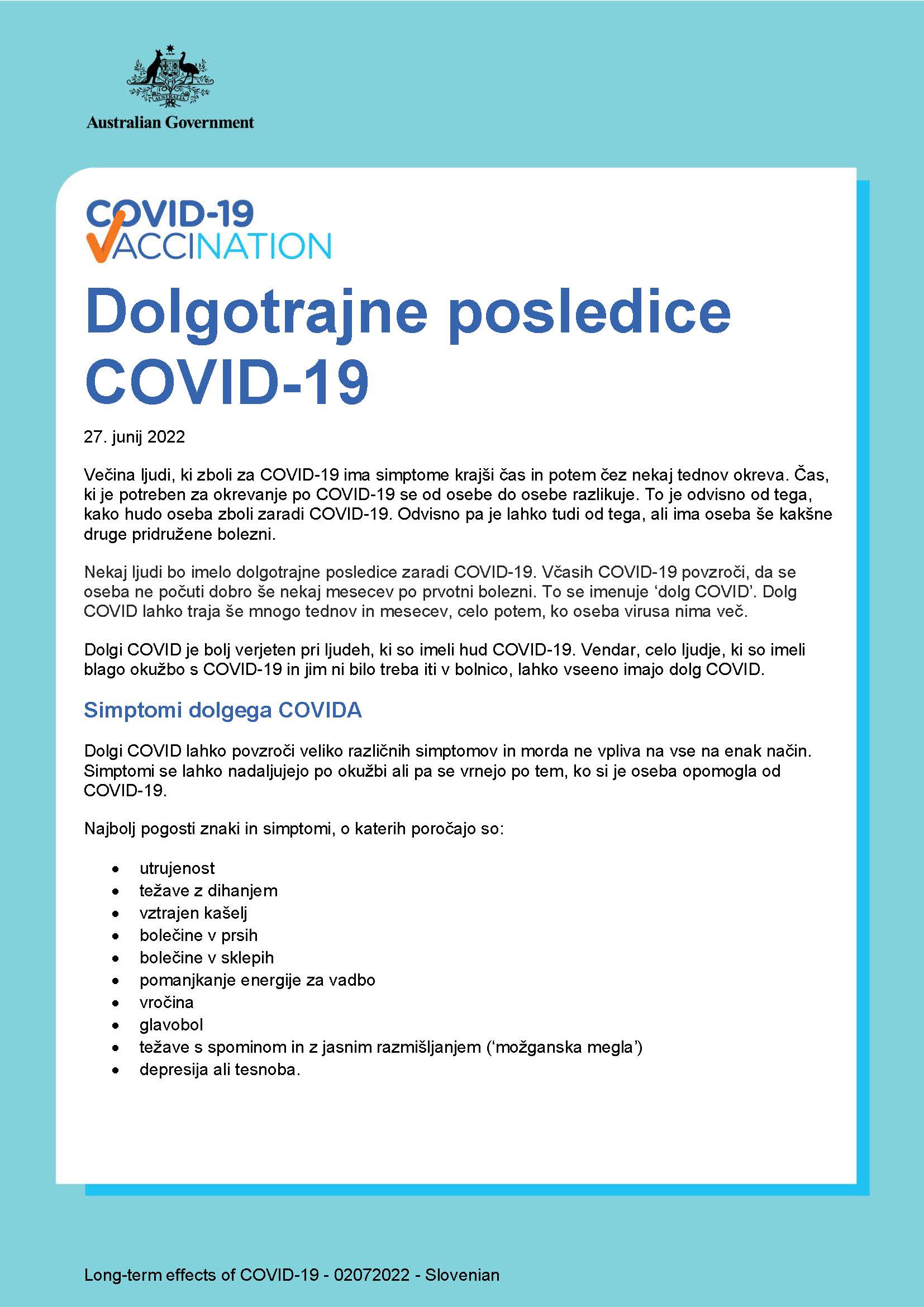 Dolgotrajne posledice COVID-19
