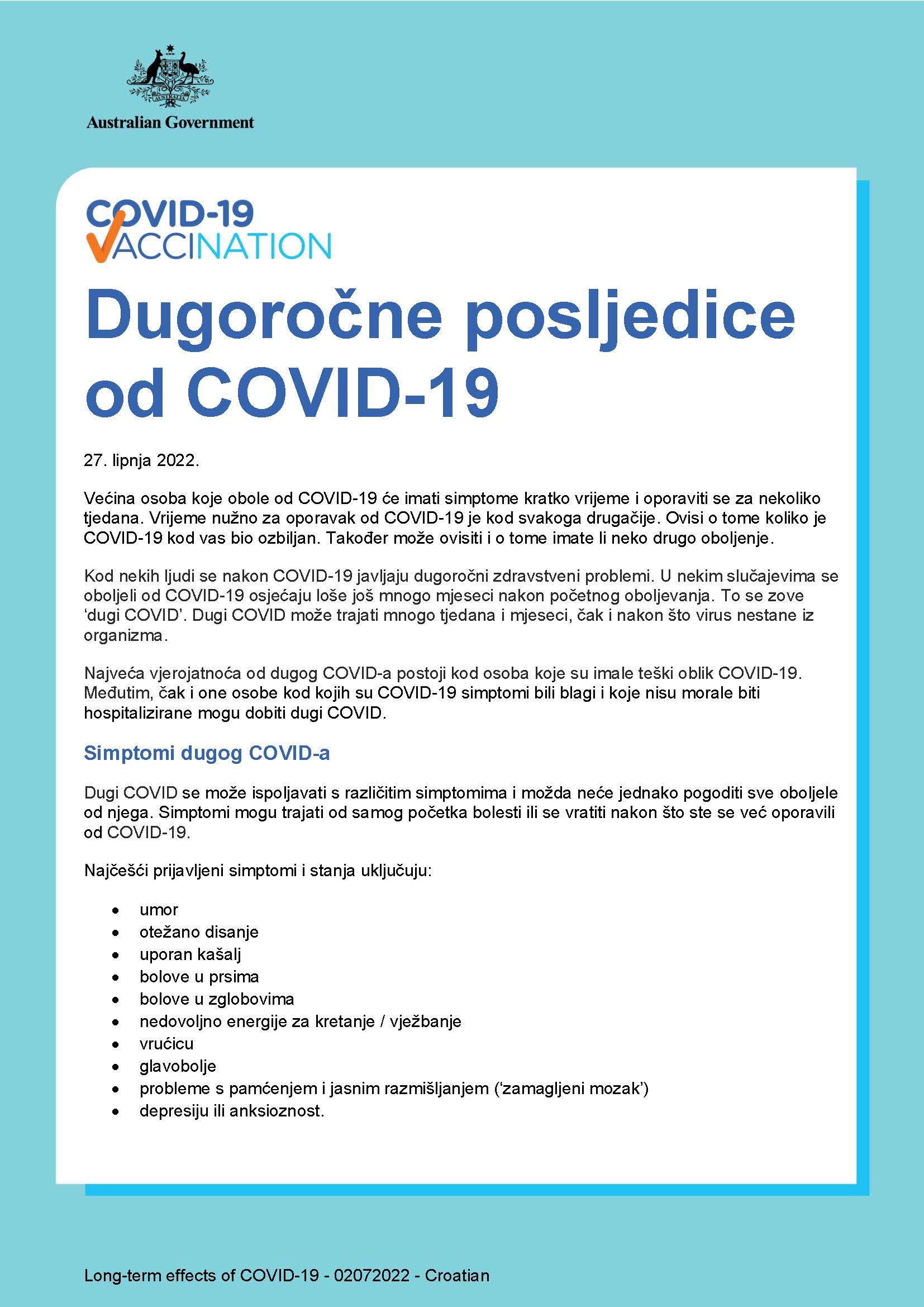 Dugoročne posljedice od COVID-19