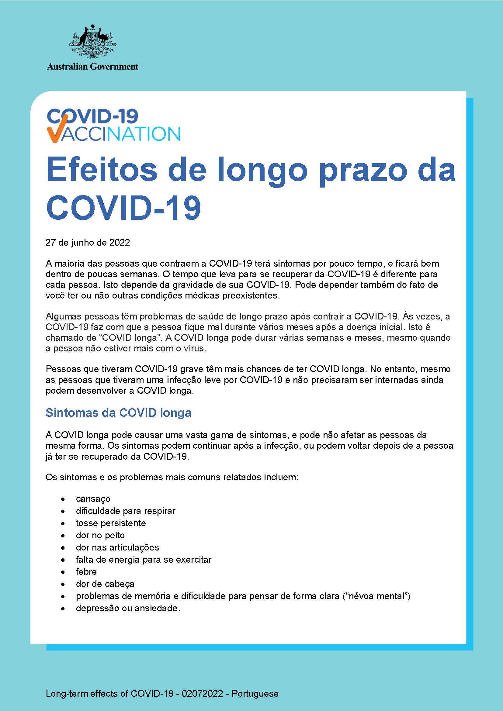 Efeitos de longo prazo da COVID-19