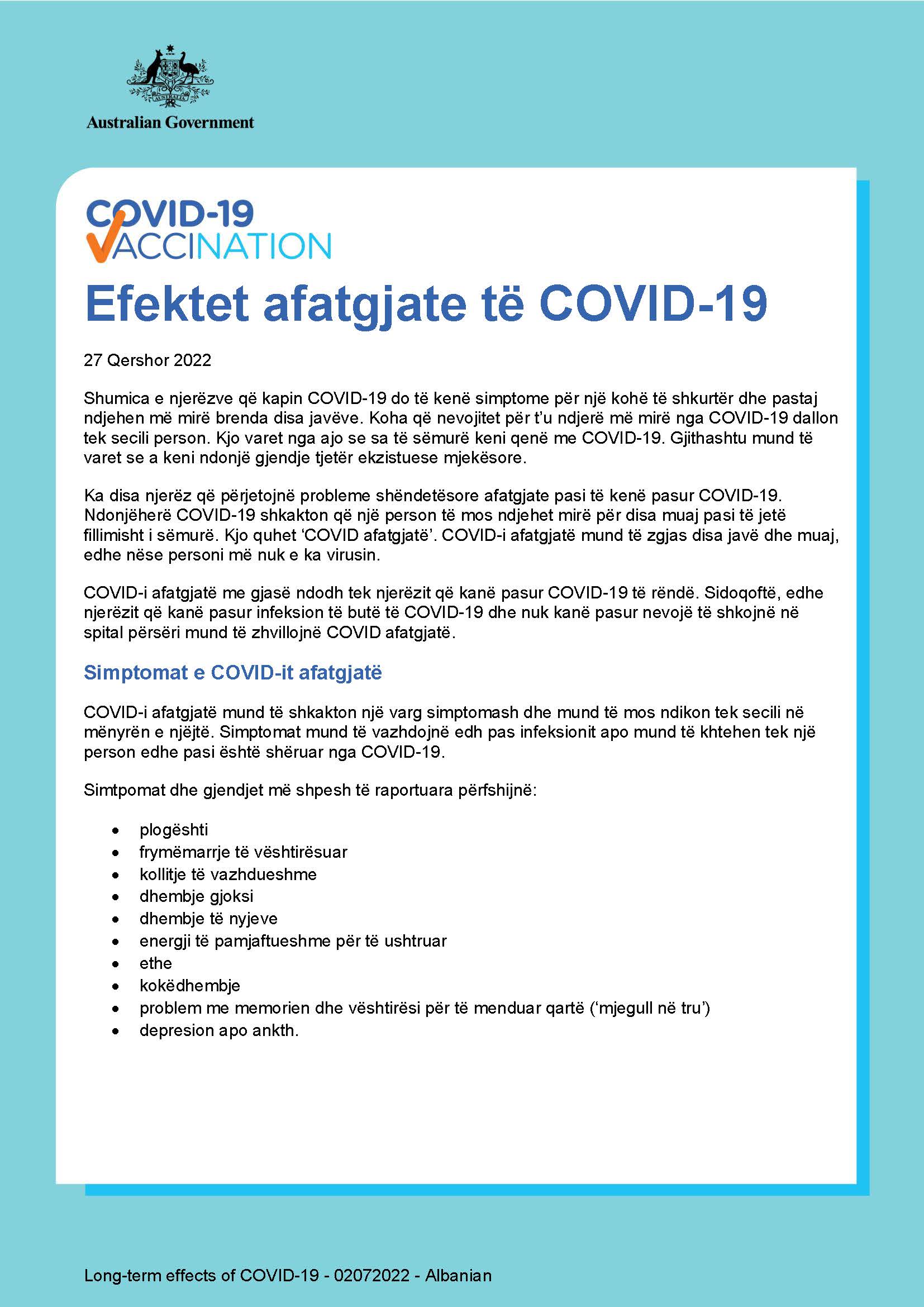 Efektet afatgjate të COVID-19