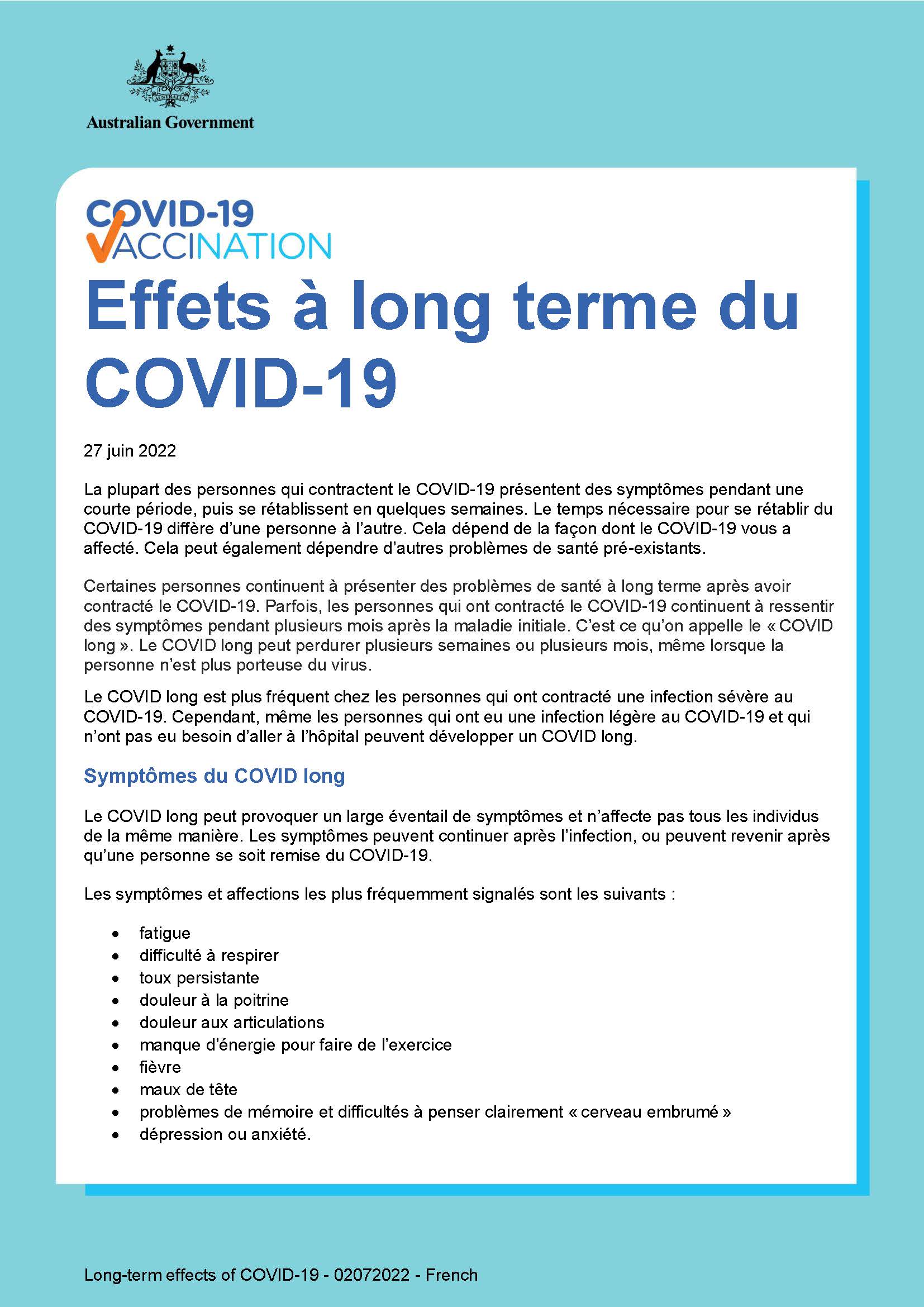 Effets à long terme du COVID-19