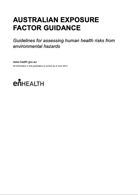Cover image for enHealth guidance – Australian exposure factor guide