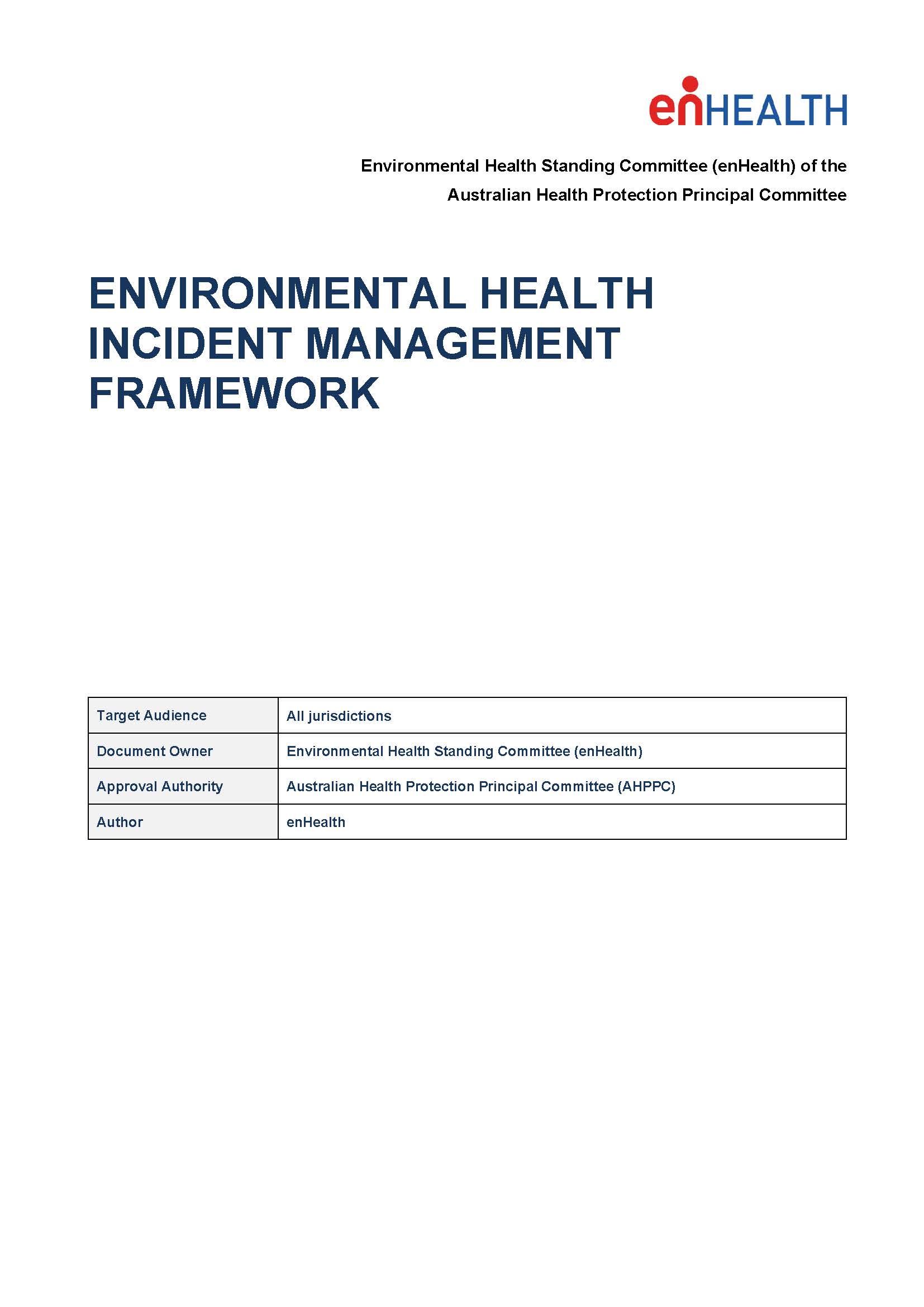 Cover image for enHealth guidance – Environmental health incident management framework