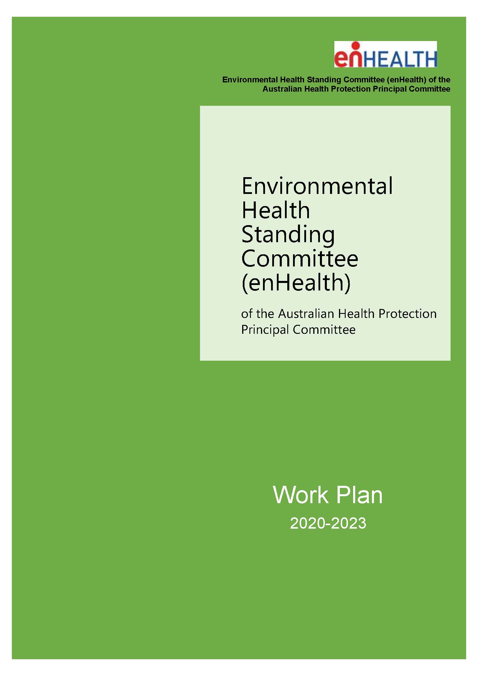 Cover image for Environmental health standing committee (enHealth) – Work plan 2020–2023