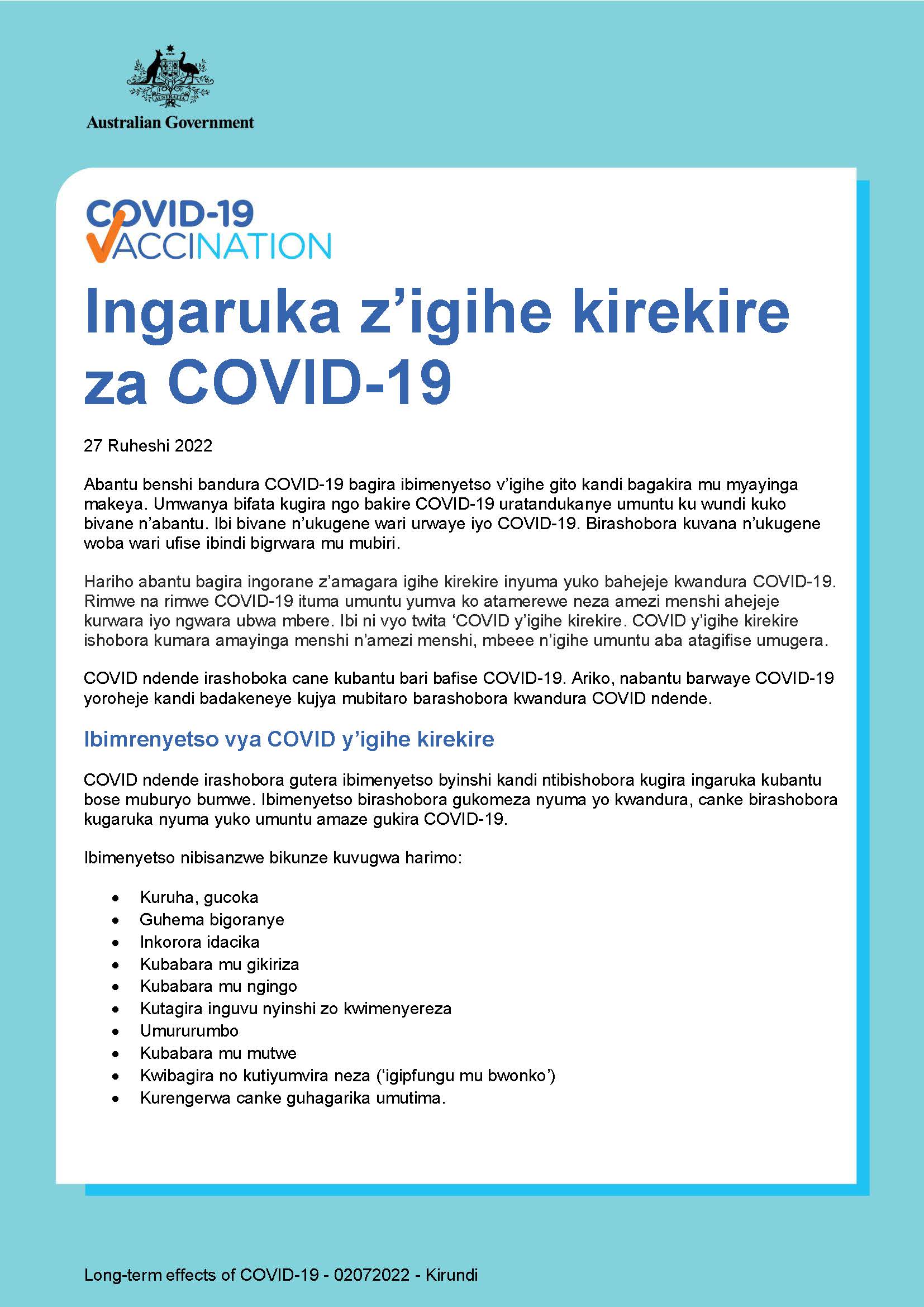 Ingaruka z’igihe kirekire za COVID-19