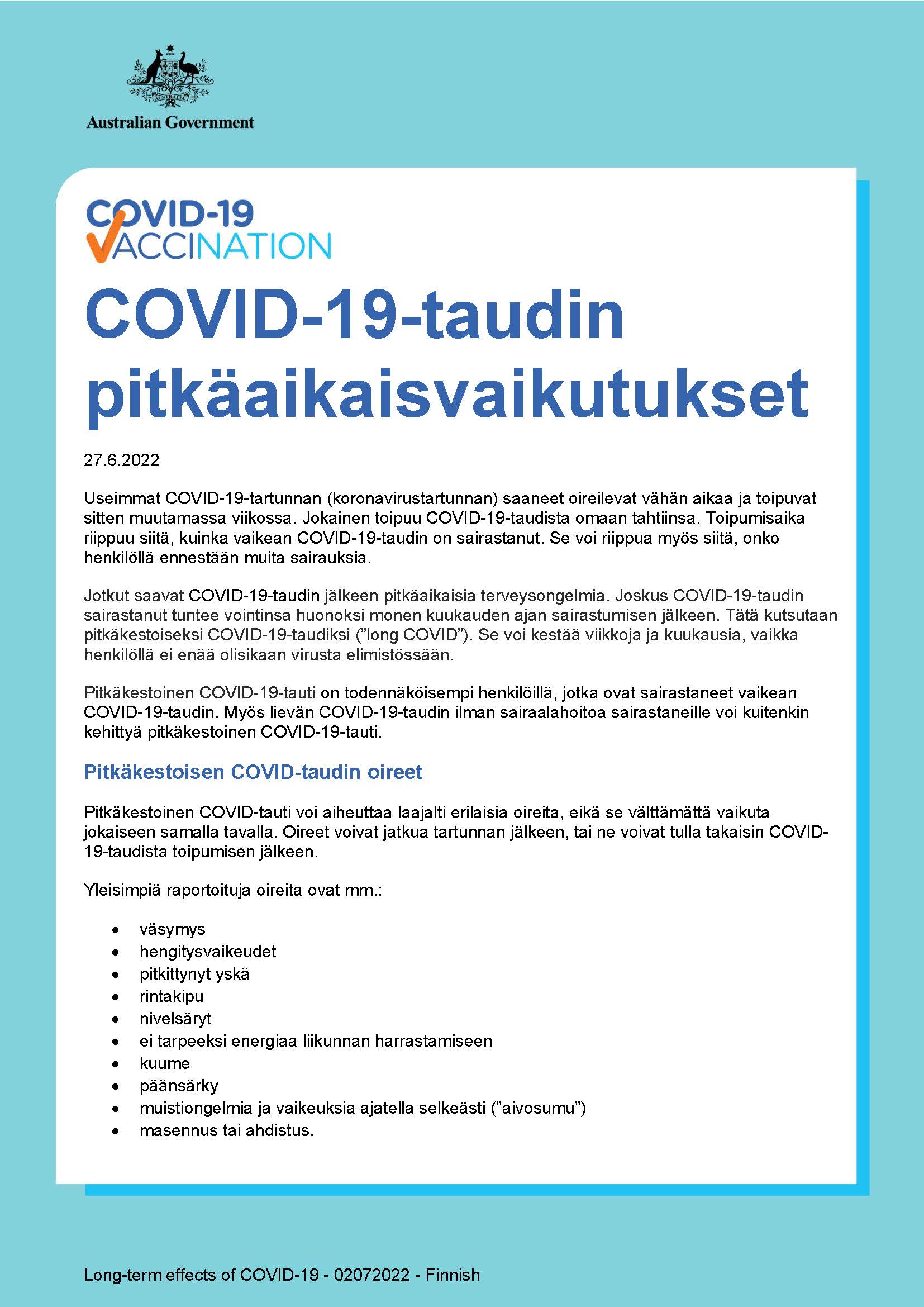 Koronavirustaudin pitkäaikaisvaikutukset