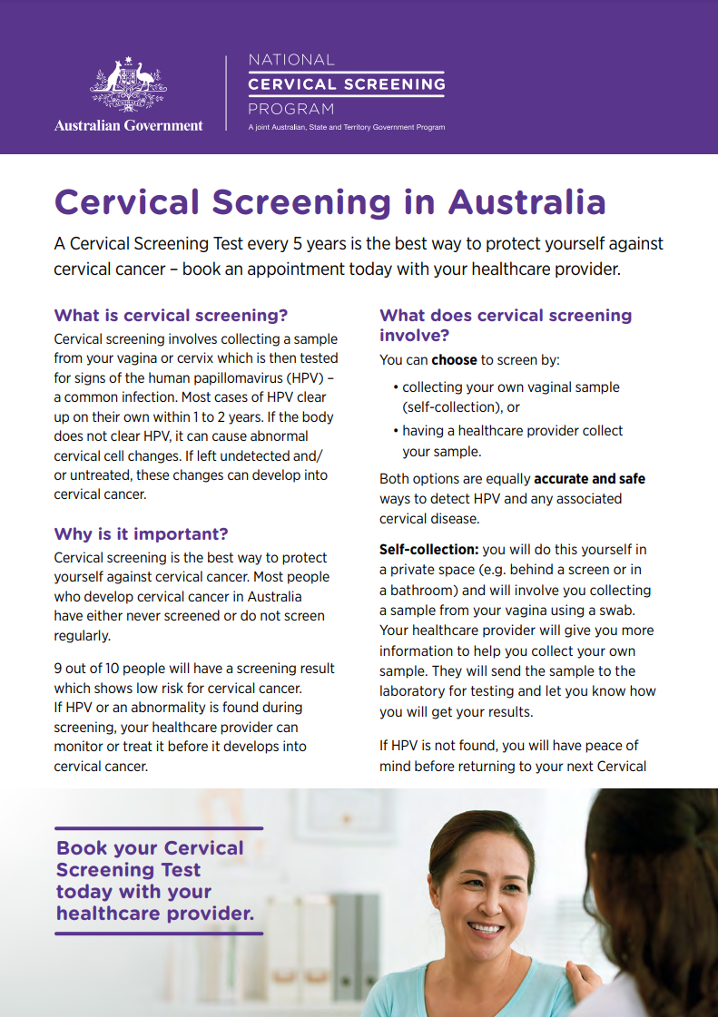 National Cervical Screening Program – Self-collection and the Cervical Screening Test