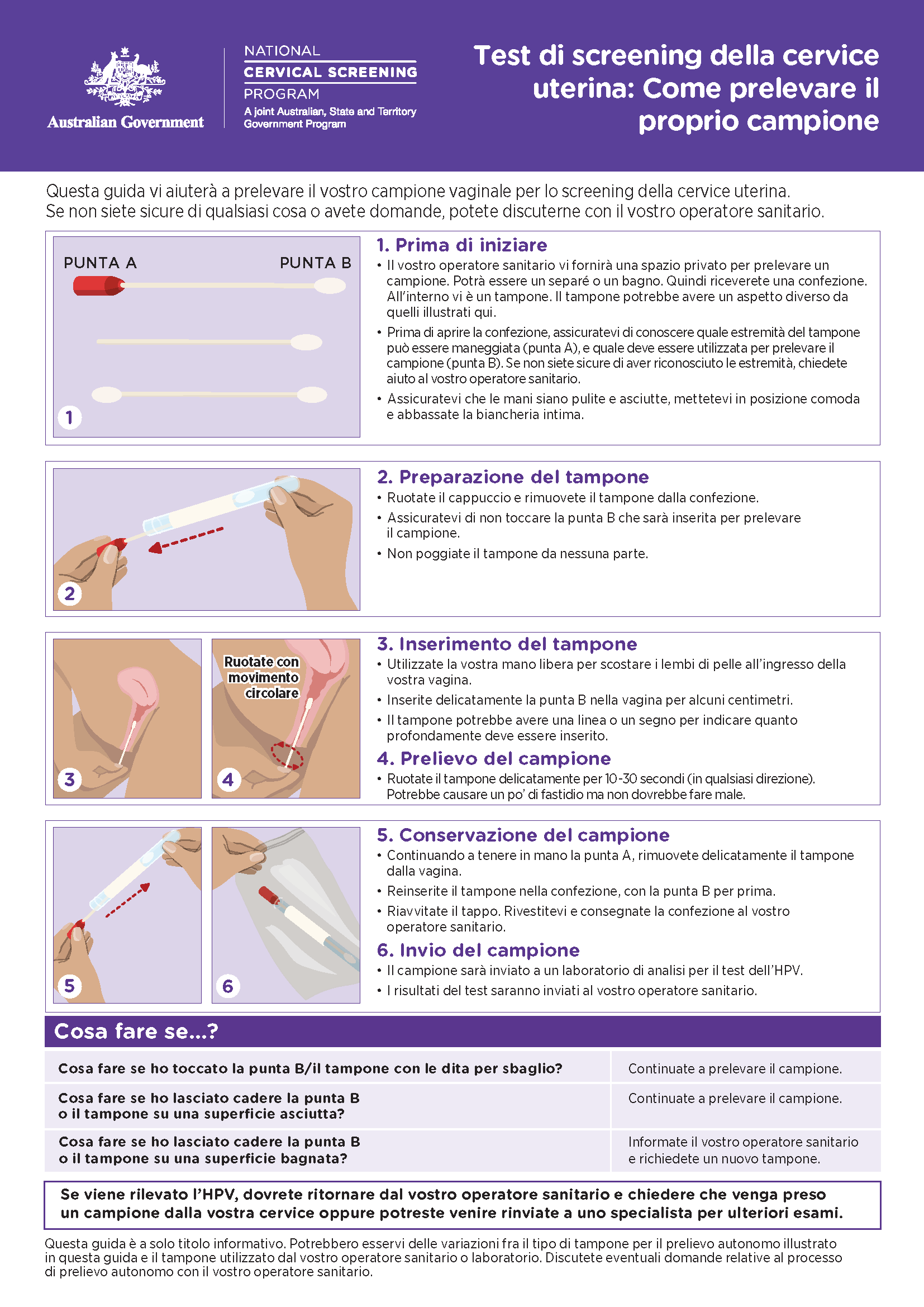 National Cervical Screening Program – How to collect your own sample – Easy Read (Italian)