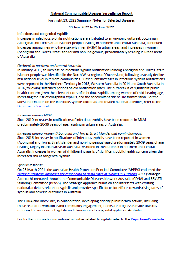 Cover image for National Notifiable Diseases Surveillance System (NNDSS) fortnightly reports – 13 to 26 June 2022