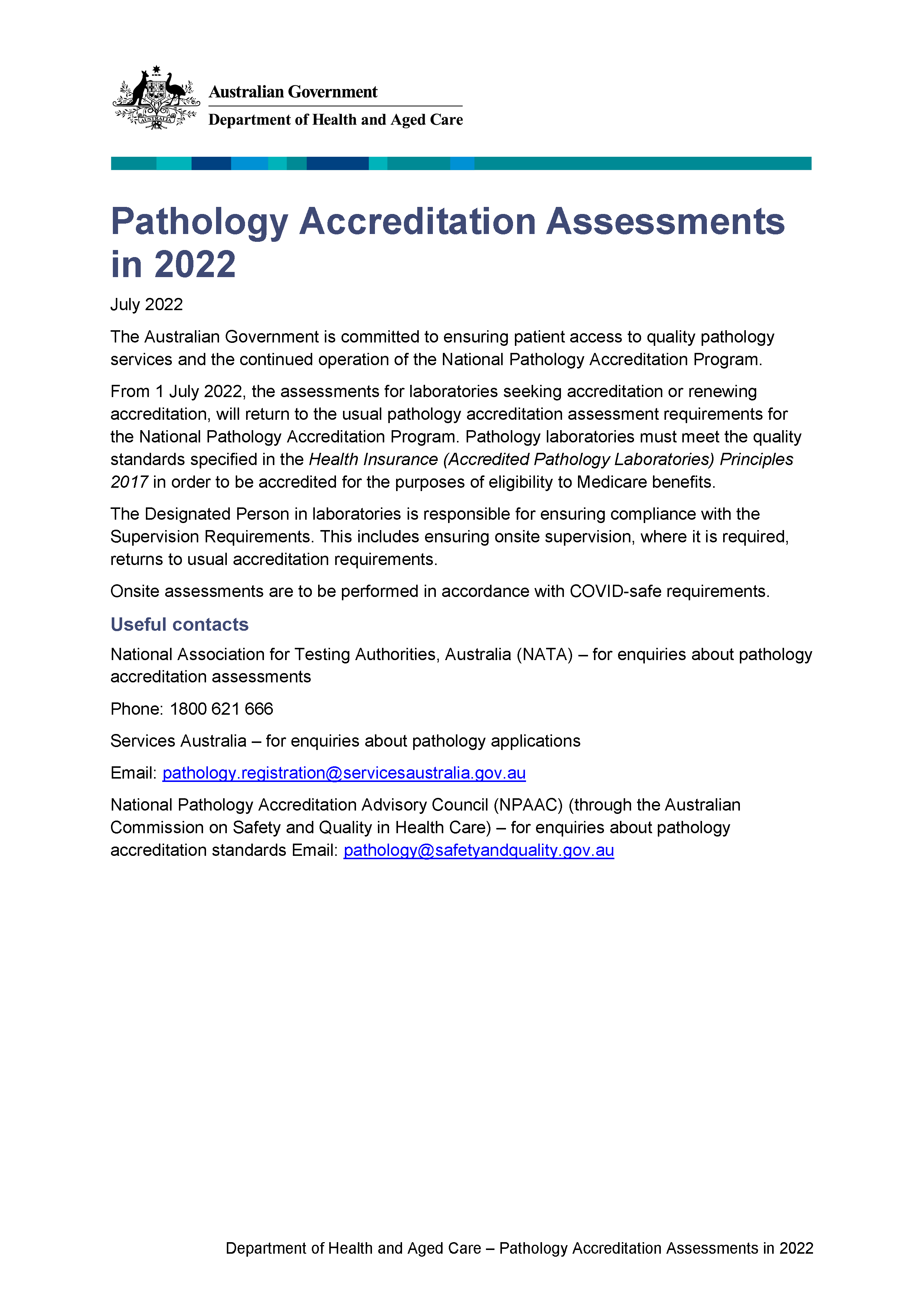 Pathology Accreditation assessments in 2022