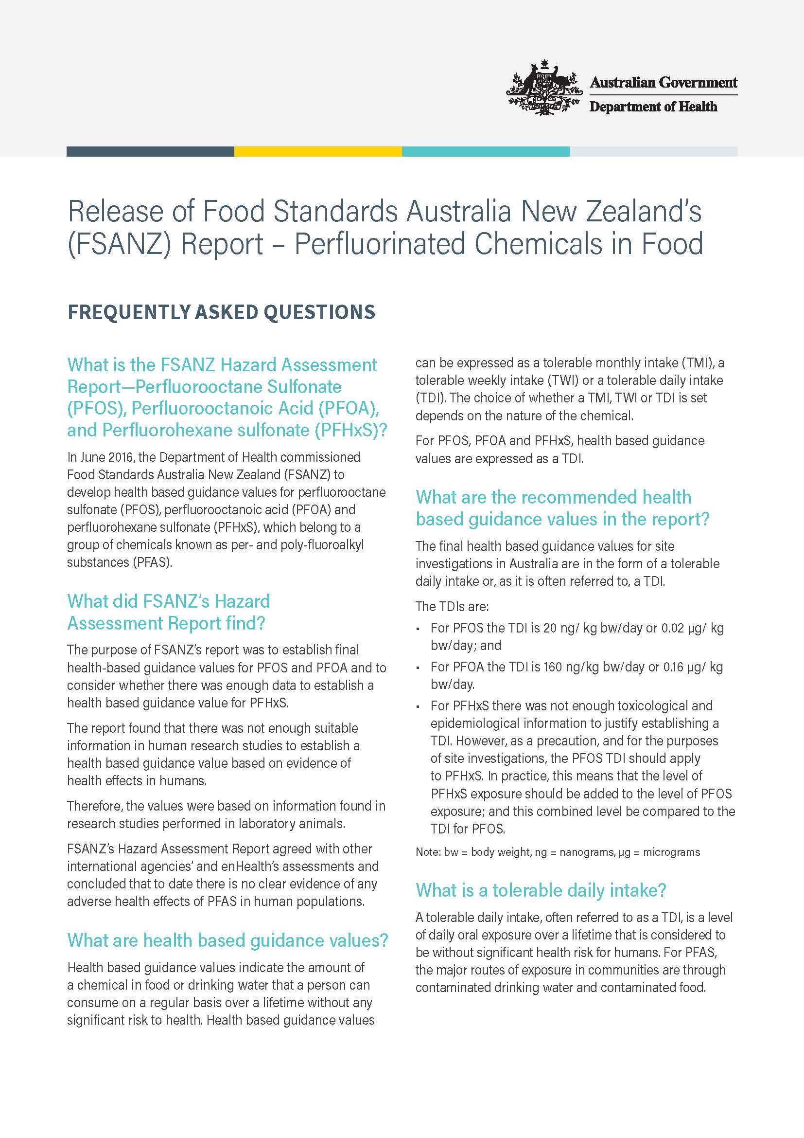 Cover image for Perfluorinated chemicals in food – Frequently asked questions