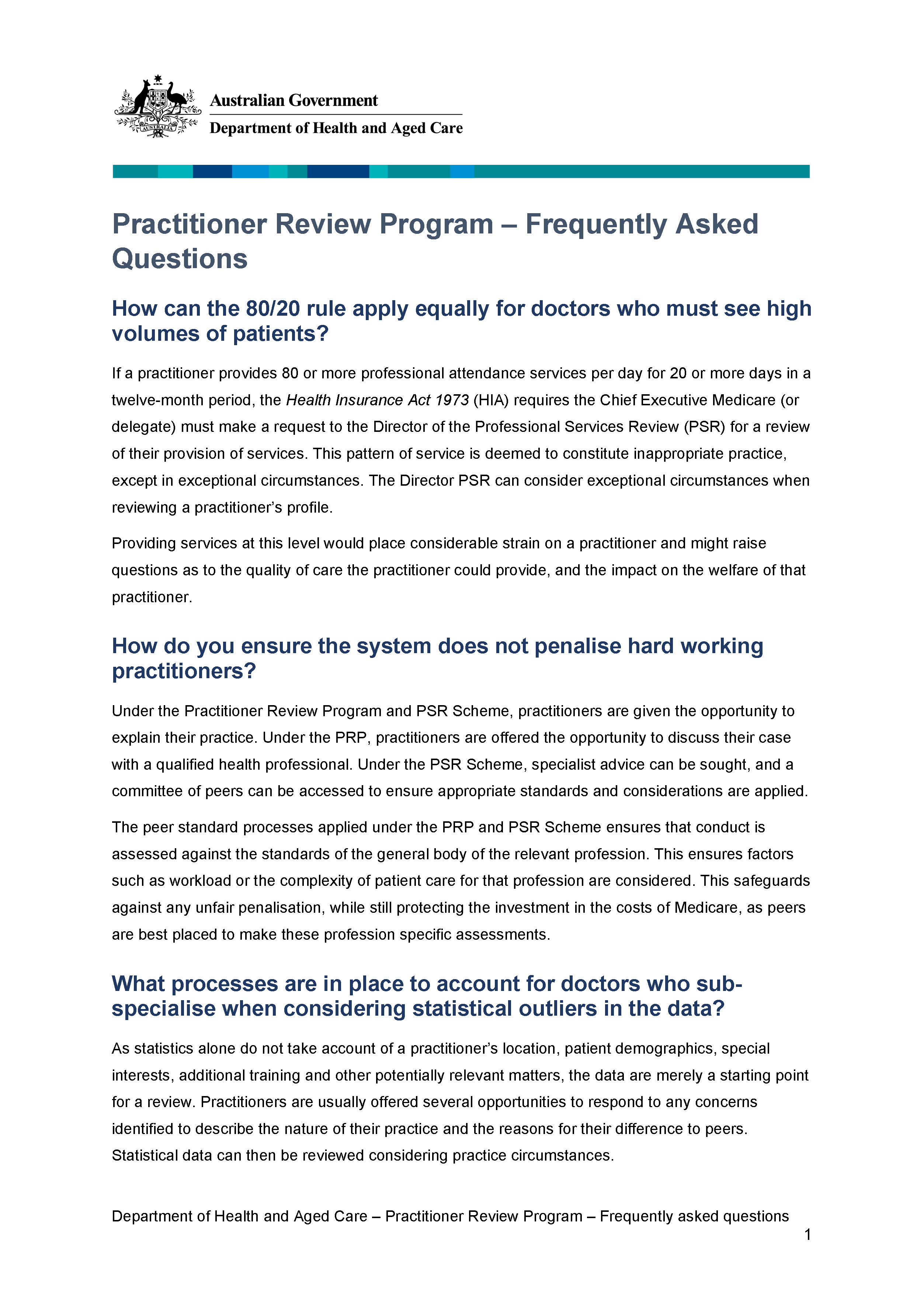 Practitioner Review Program – Frequently asked questions (Attachment M)