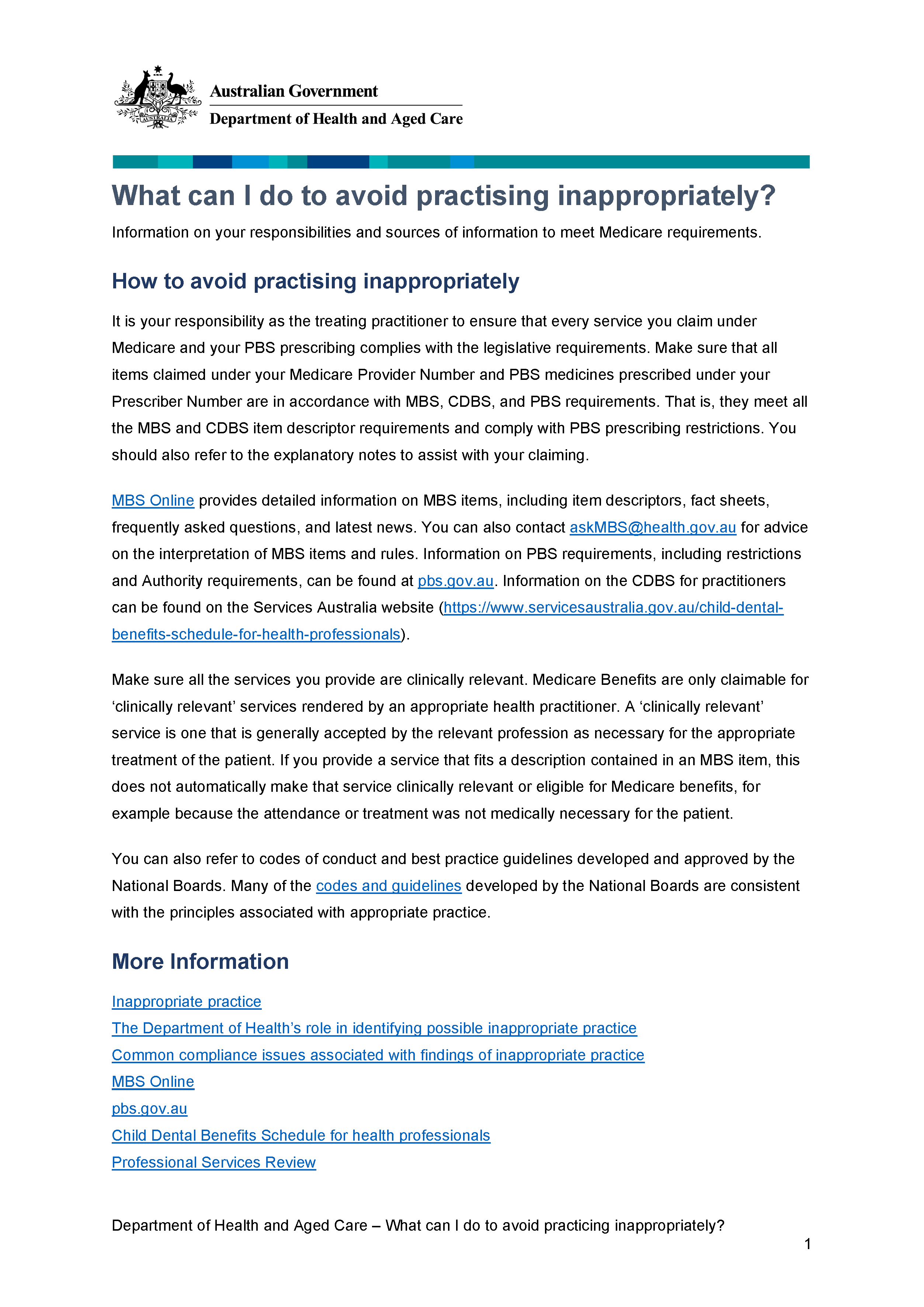 What can I do to avoid practising inappropriately? (Attachment D)