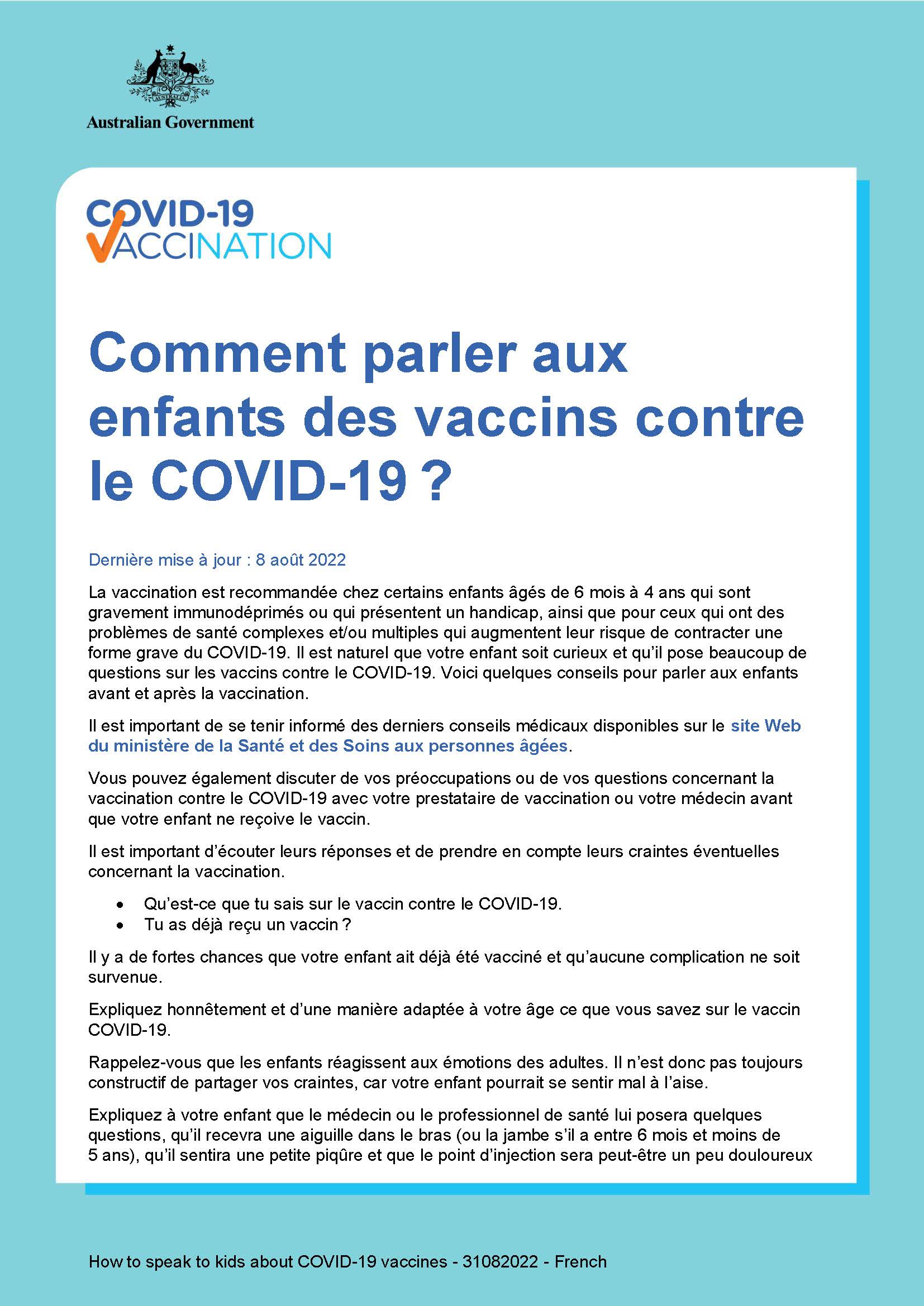 Comment parler aux enfants des vaccins contre le COVID-19