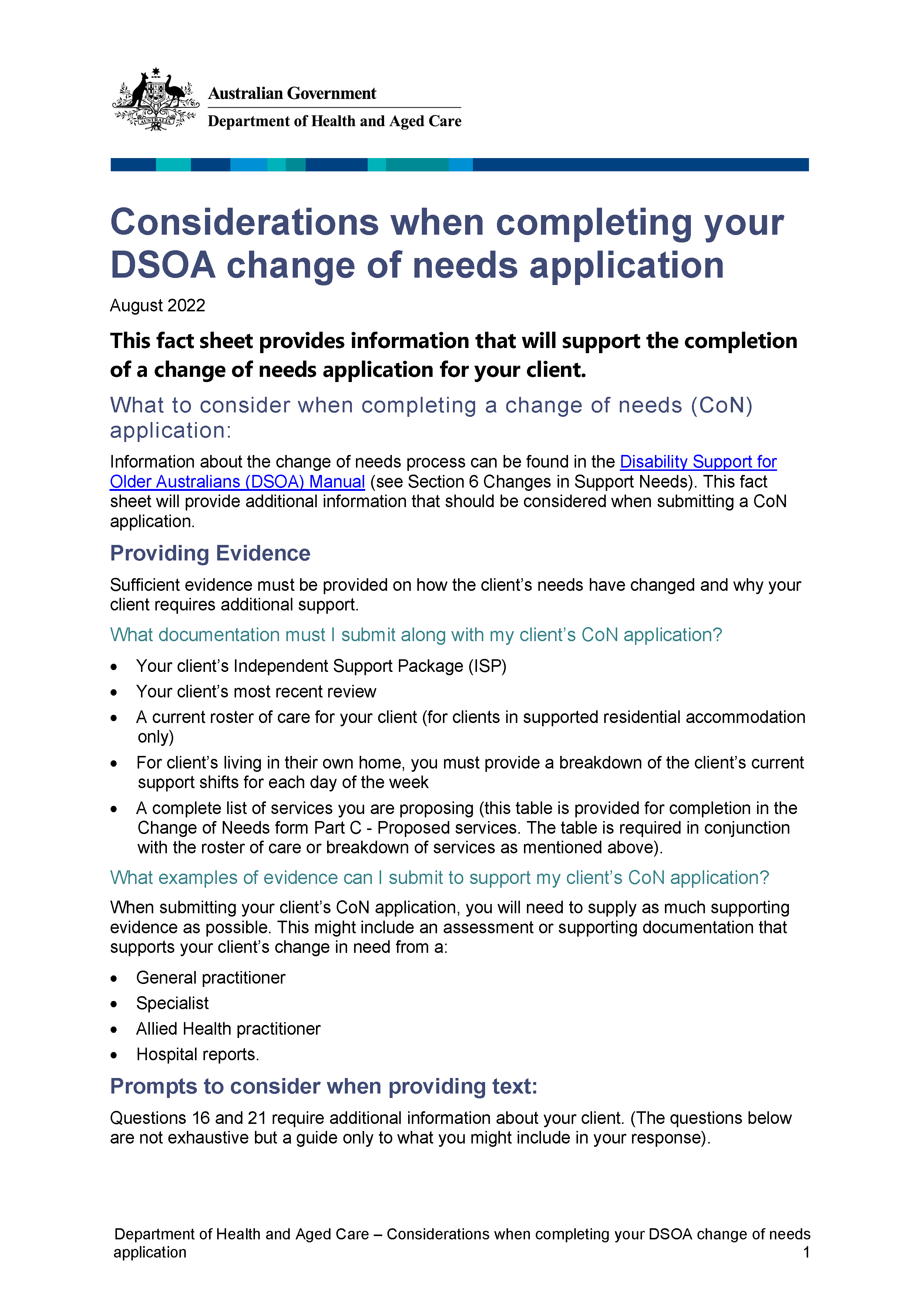 Considerations when completing your DSOA change of needs application (August)