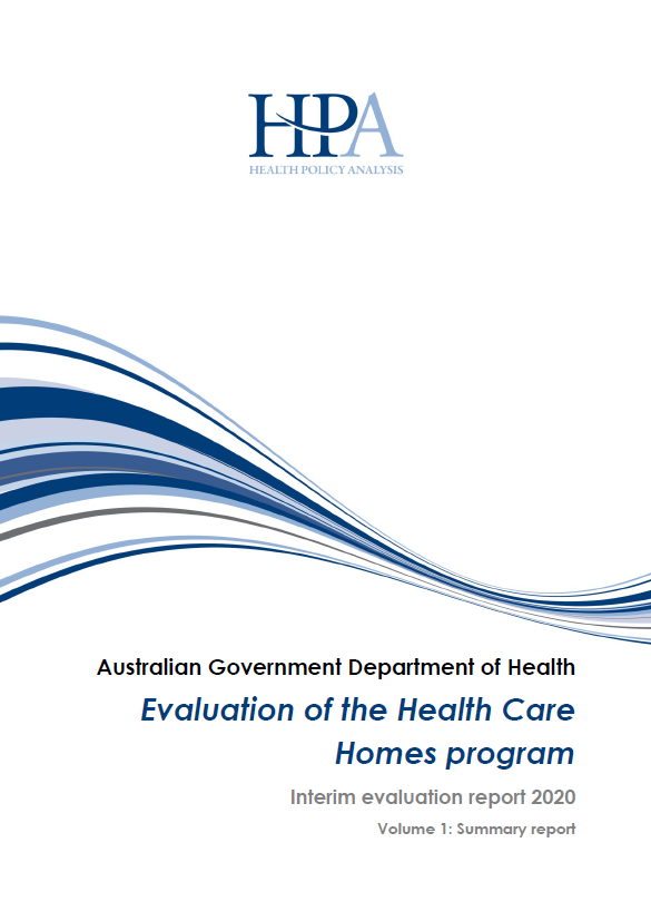 Cover image for Evaluation of the Health Care Homes program – Interim evaluation report 2020