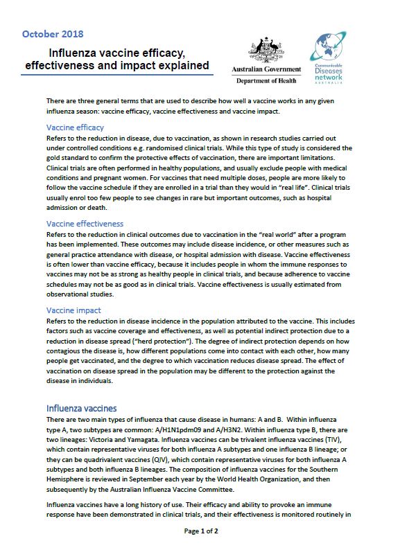 Influenza vaccine efficacy, effectiveness and impact explained