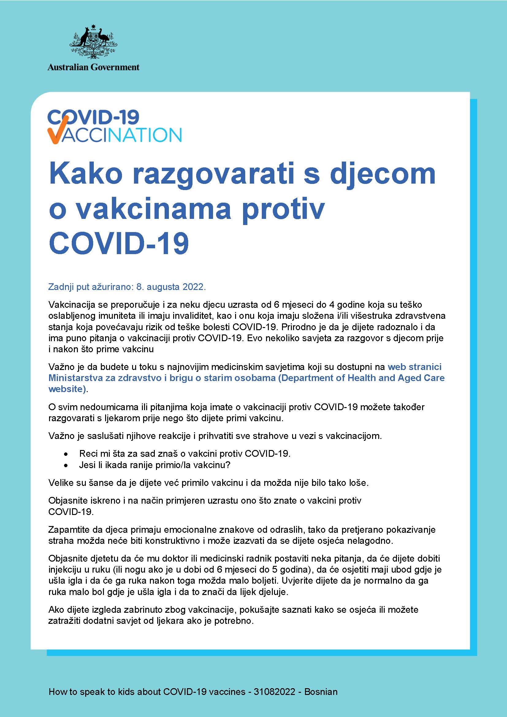 Kako razgovarati s djecom o vakcinama protiv  COVID-19