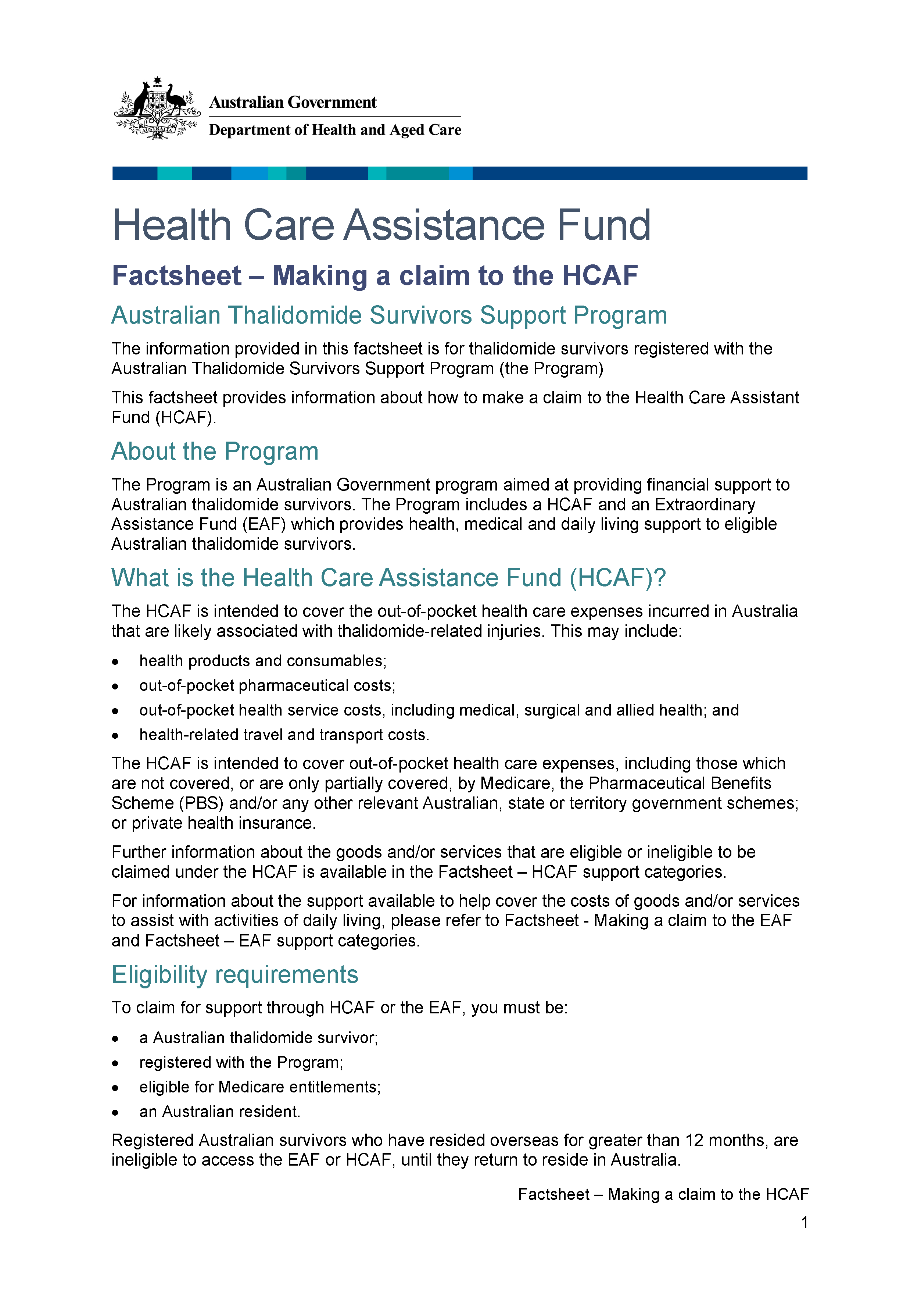 Health Care Assistance Fund – Making a claim to the HCAF fact sheet (2 August 2022)
