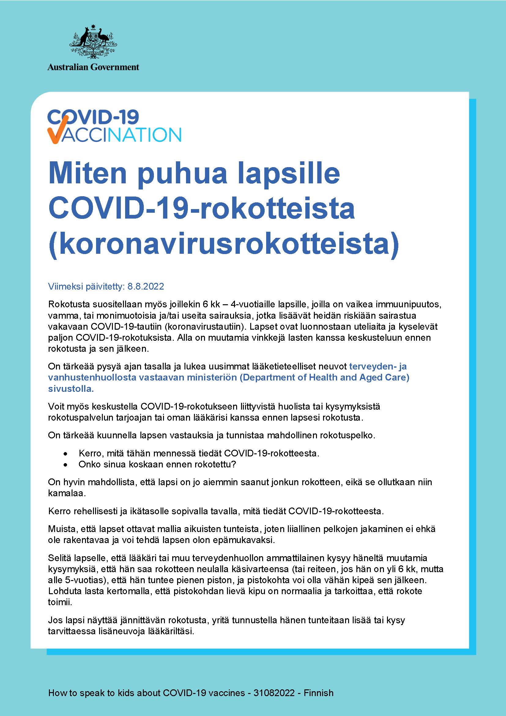 Miten puhua lapsille COVID-19-rokotteista (koronavirusrokotteista)