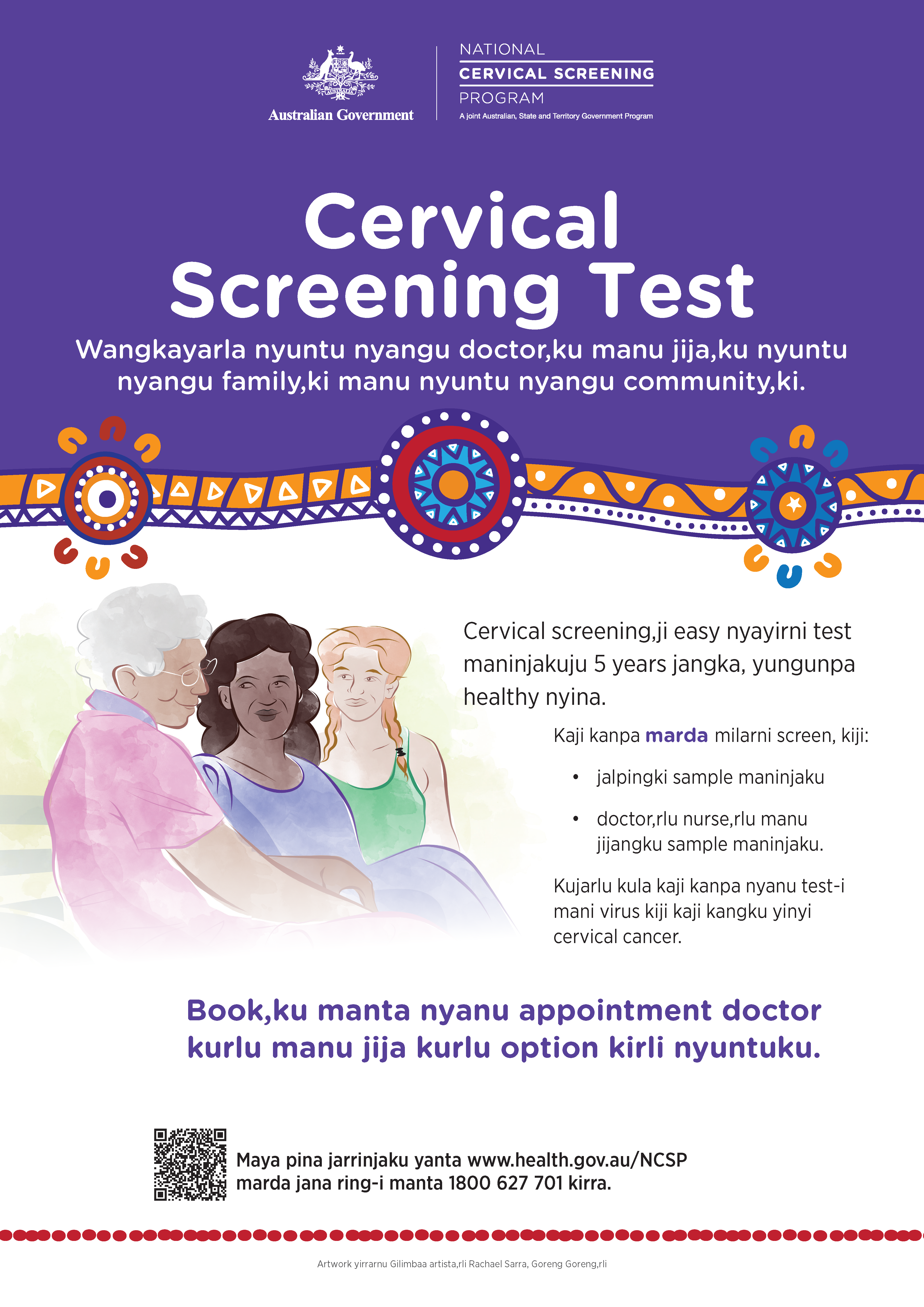 Cover image for National Cervical Screening Program – A new and better test for women: Aboriginal and Torres Strait Islander poster (Walpiri)