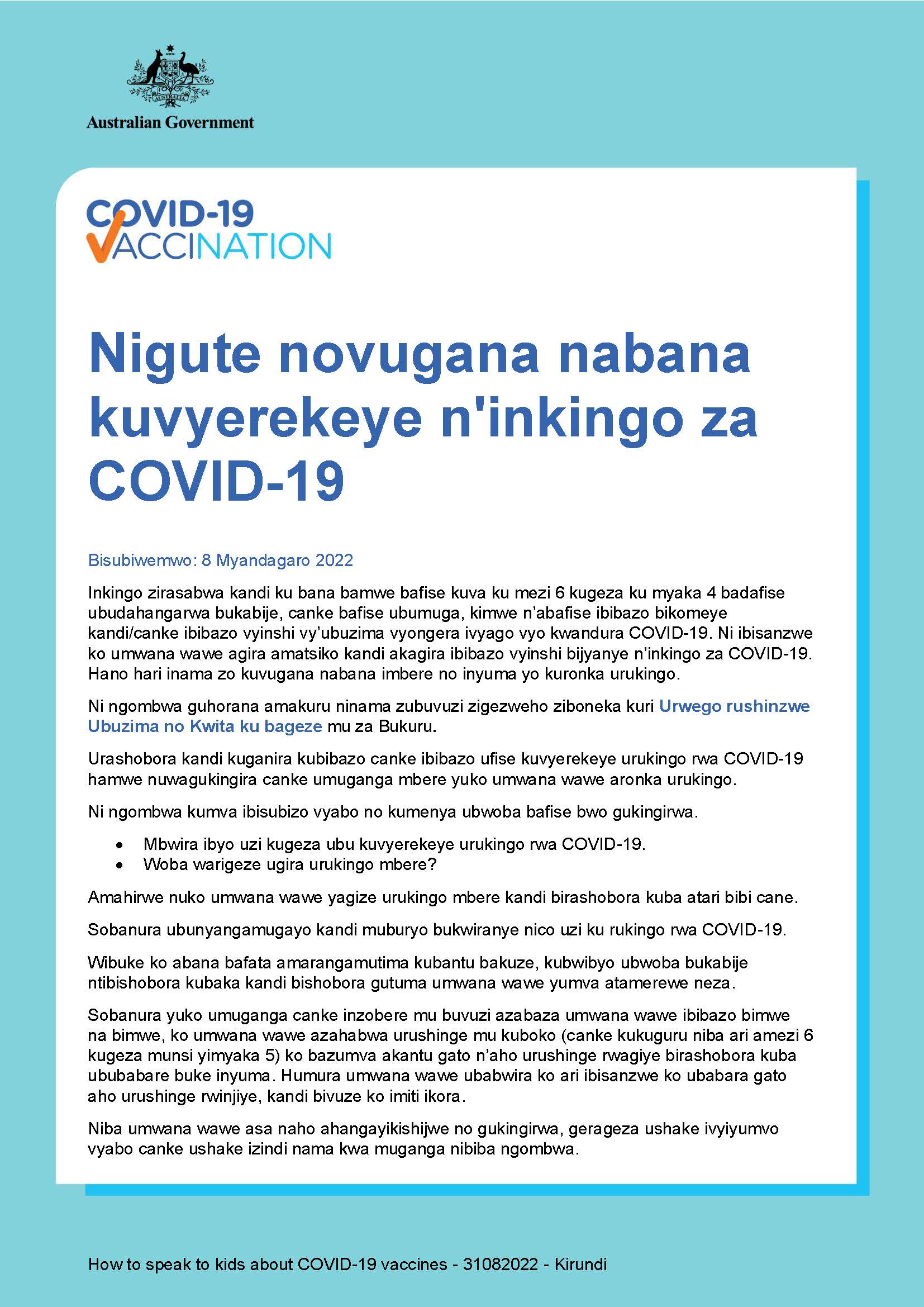 Nigute ushobora kuvugana nabana kuvyerekeye n'inkingo za COVID-19