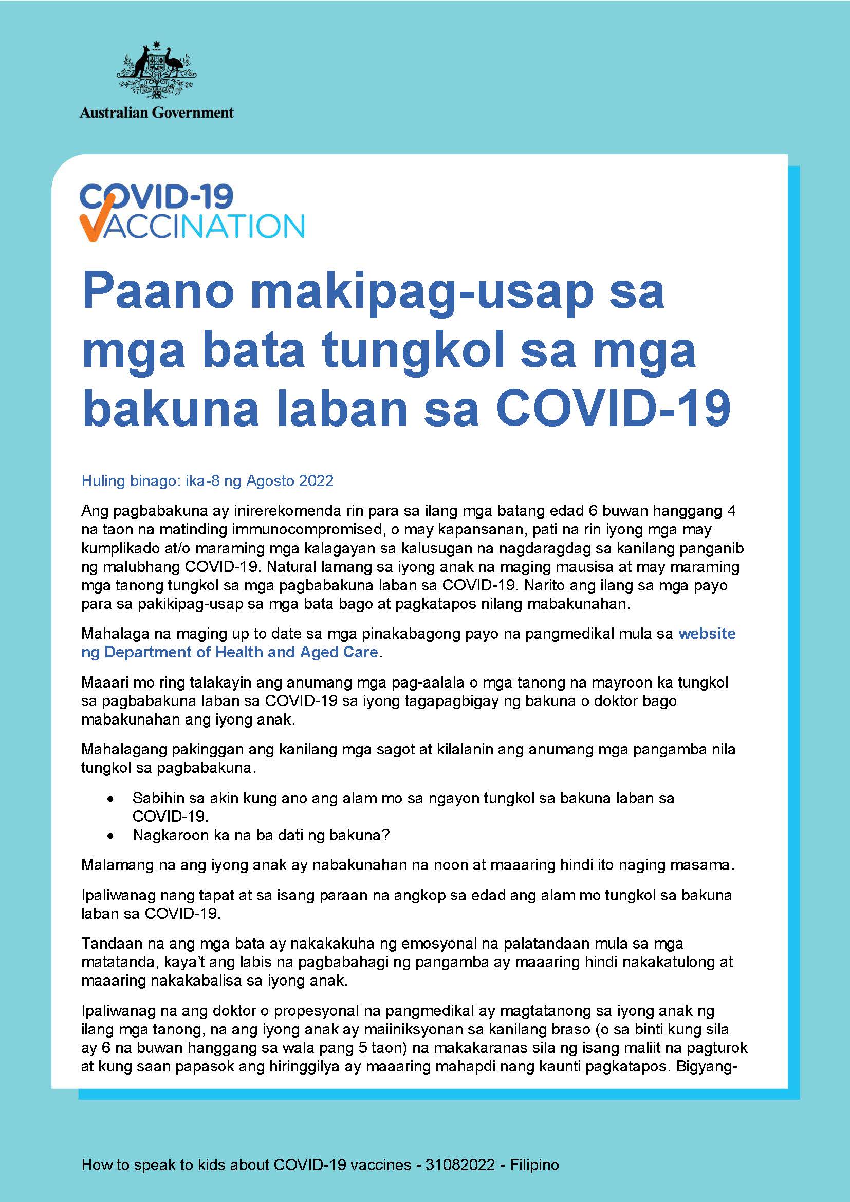 Paano makipag-usap sa mga bata tungkol sa mga bakuna laban sa COVID-19