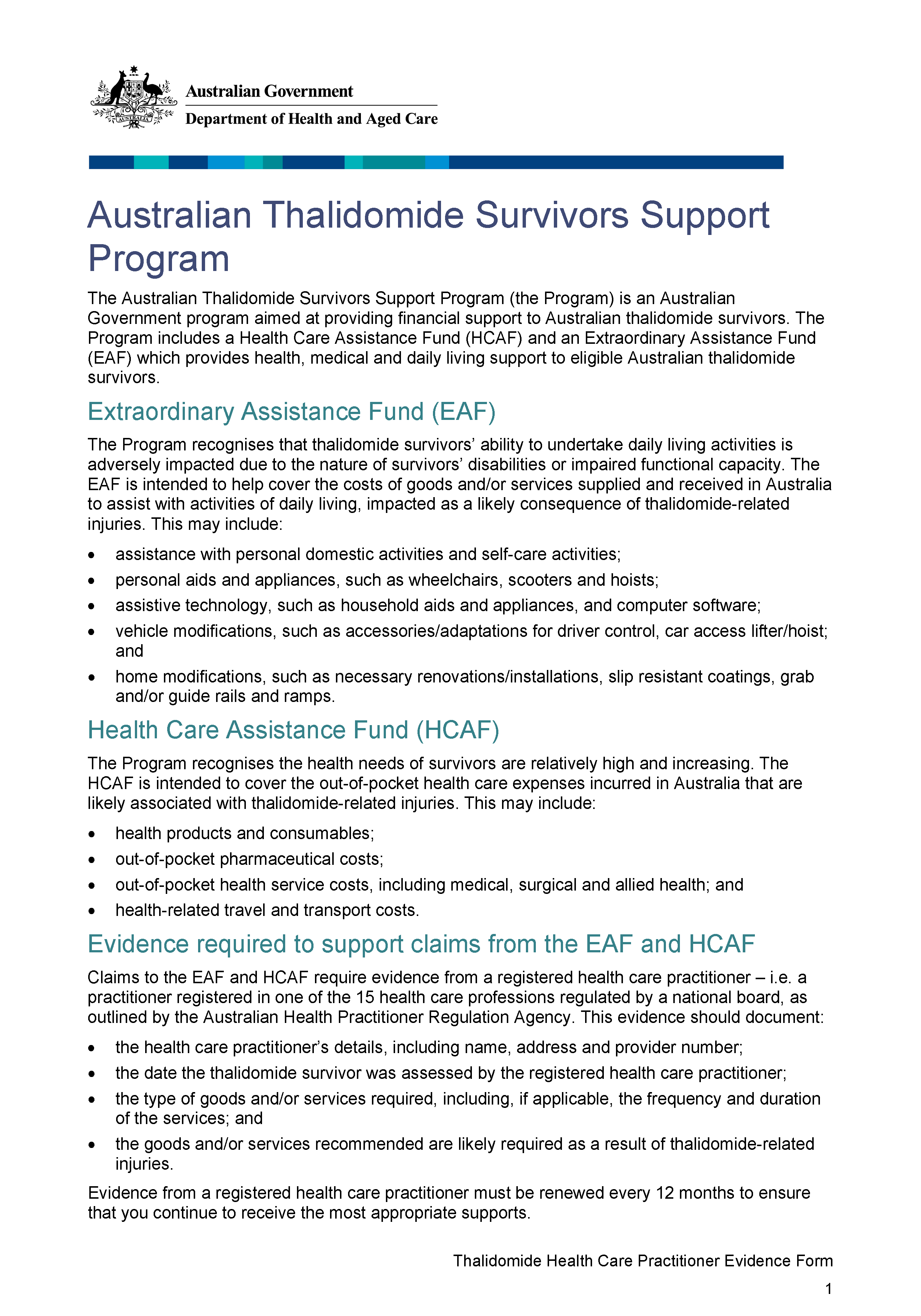 Thalidomide Health Care Practitioner Evidence Form (2 August 2022)