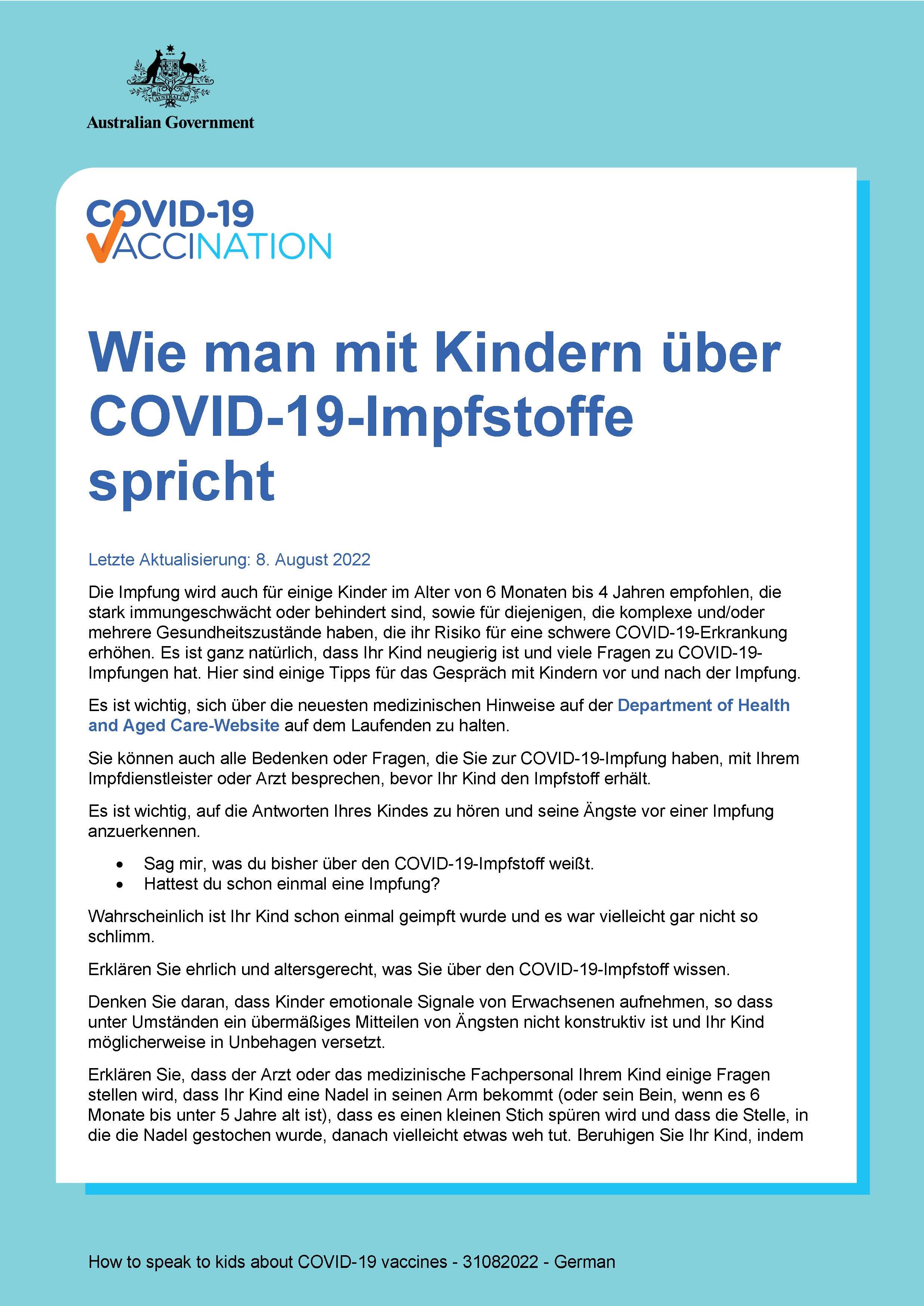 Wie man mit Kindern über COVID-19-Impfstoffe spricht