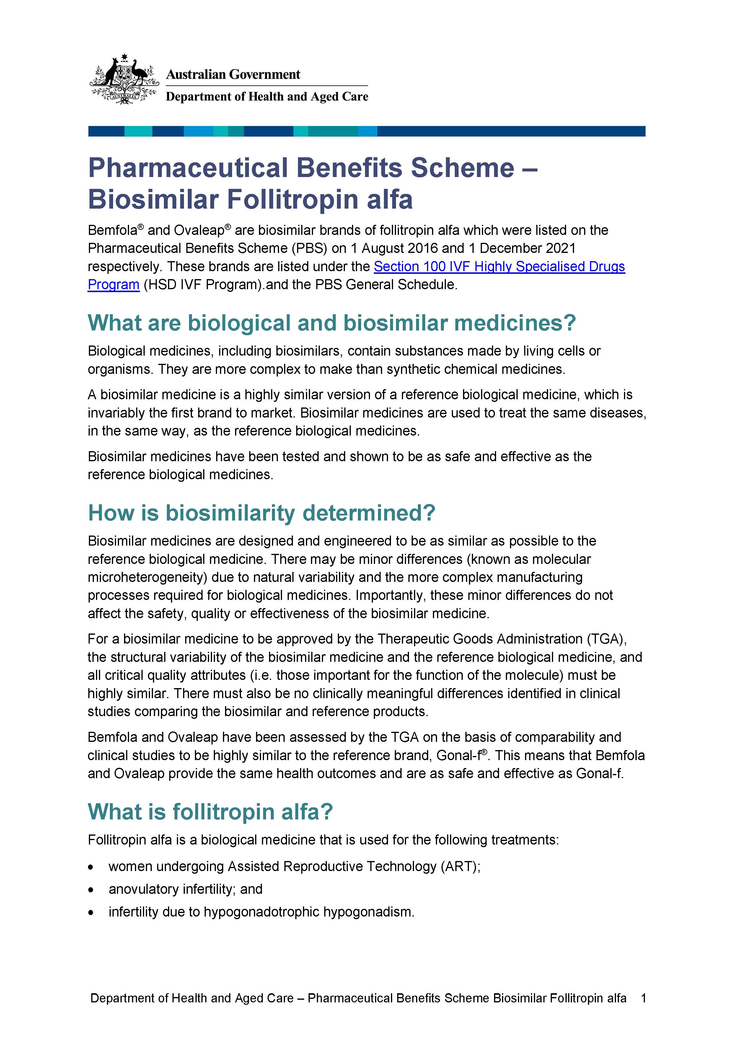 Cover image for Biosimilar medicine fact sheet – follitropin alfa