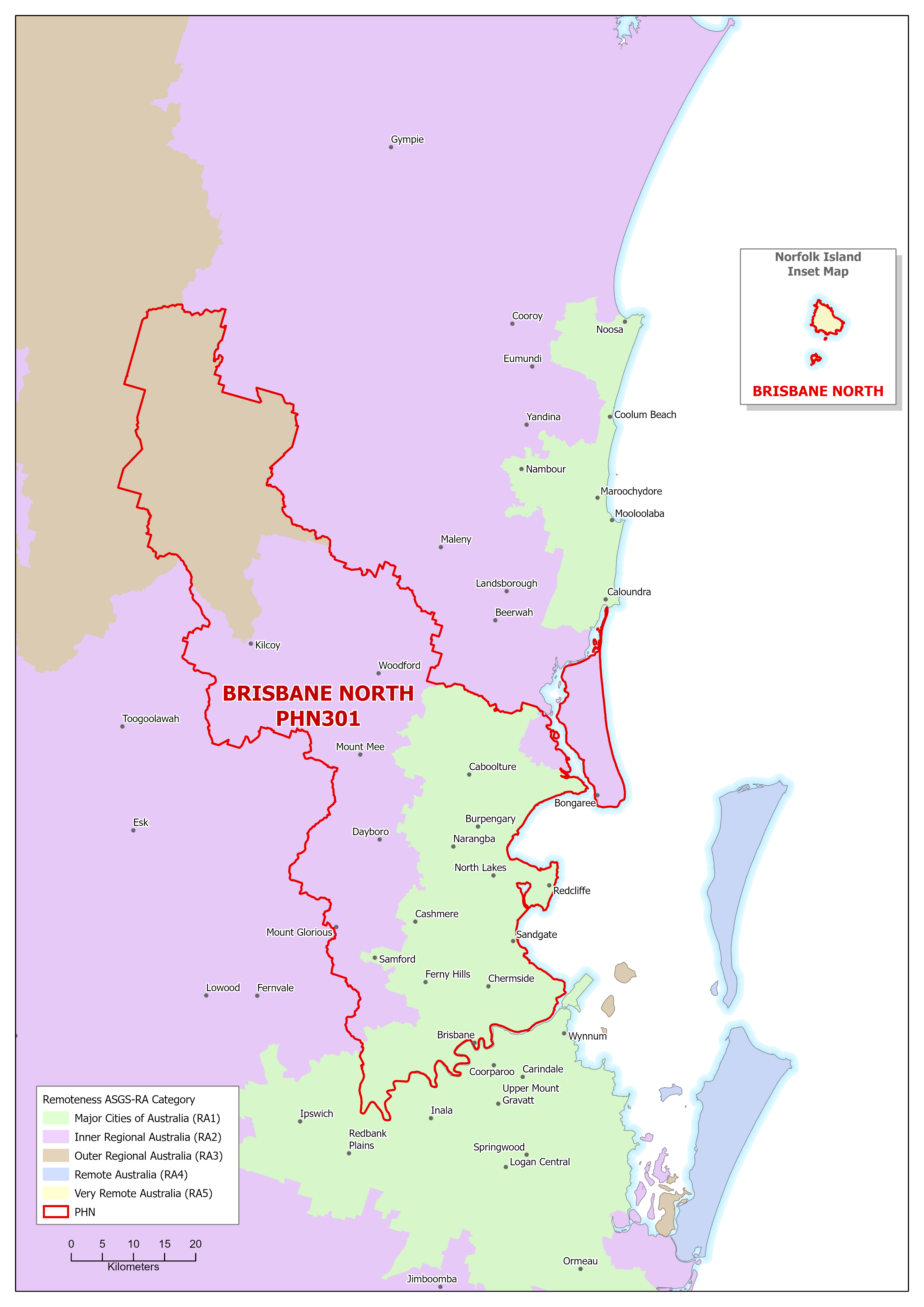 Brisbane North PHN ASGS remoteness area