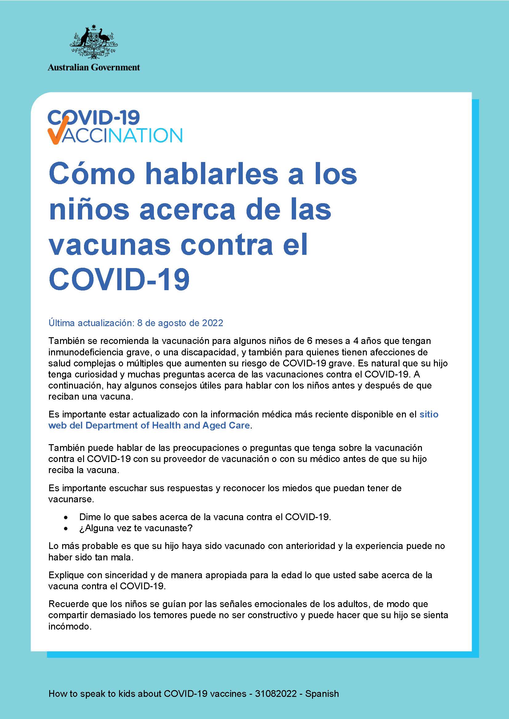 Cómo hablarles a los niños acerca de las vacunas contra el COVID-19