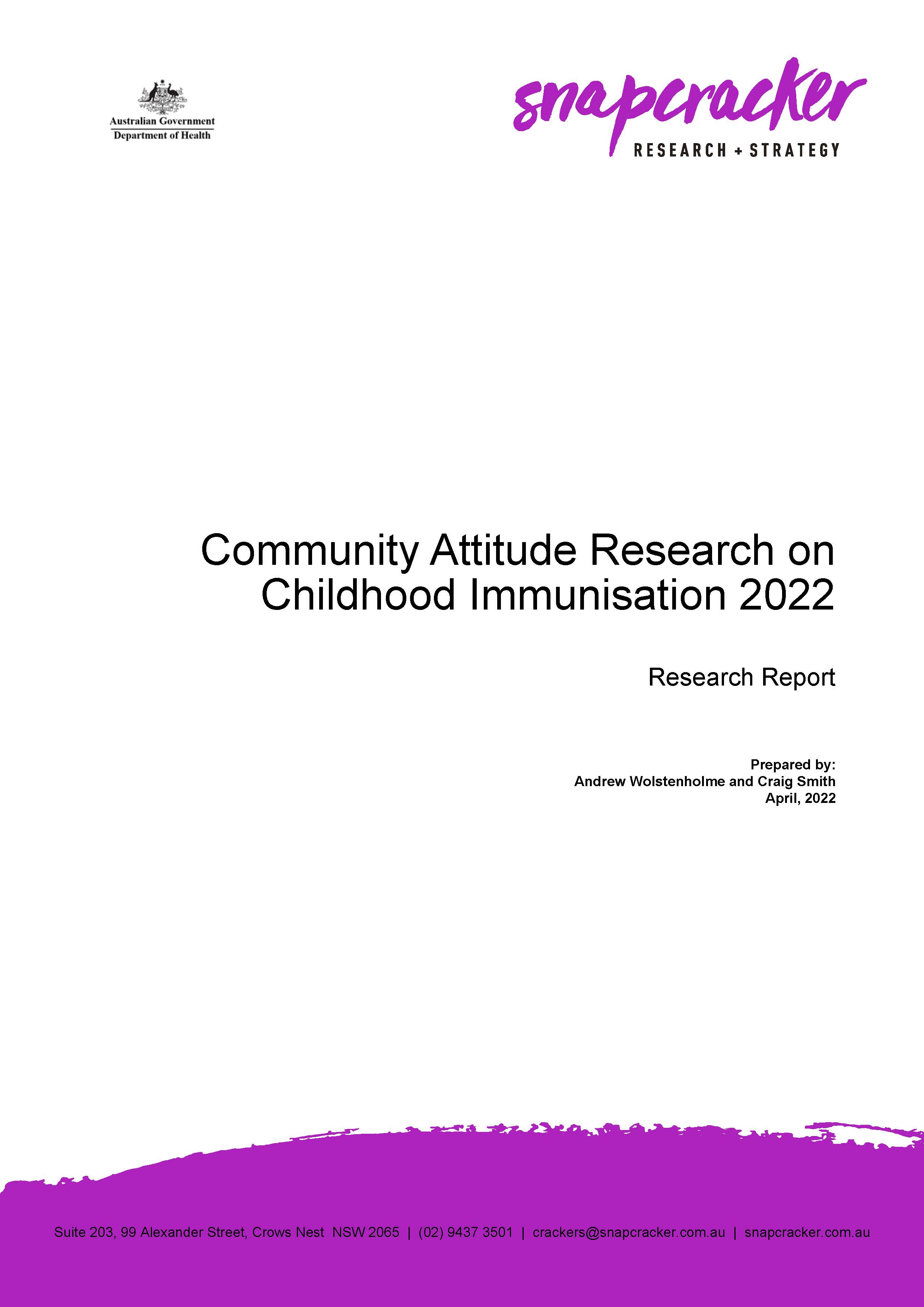 Community attitude research on childhood vaccination 2022 – Research report