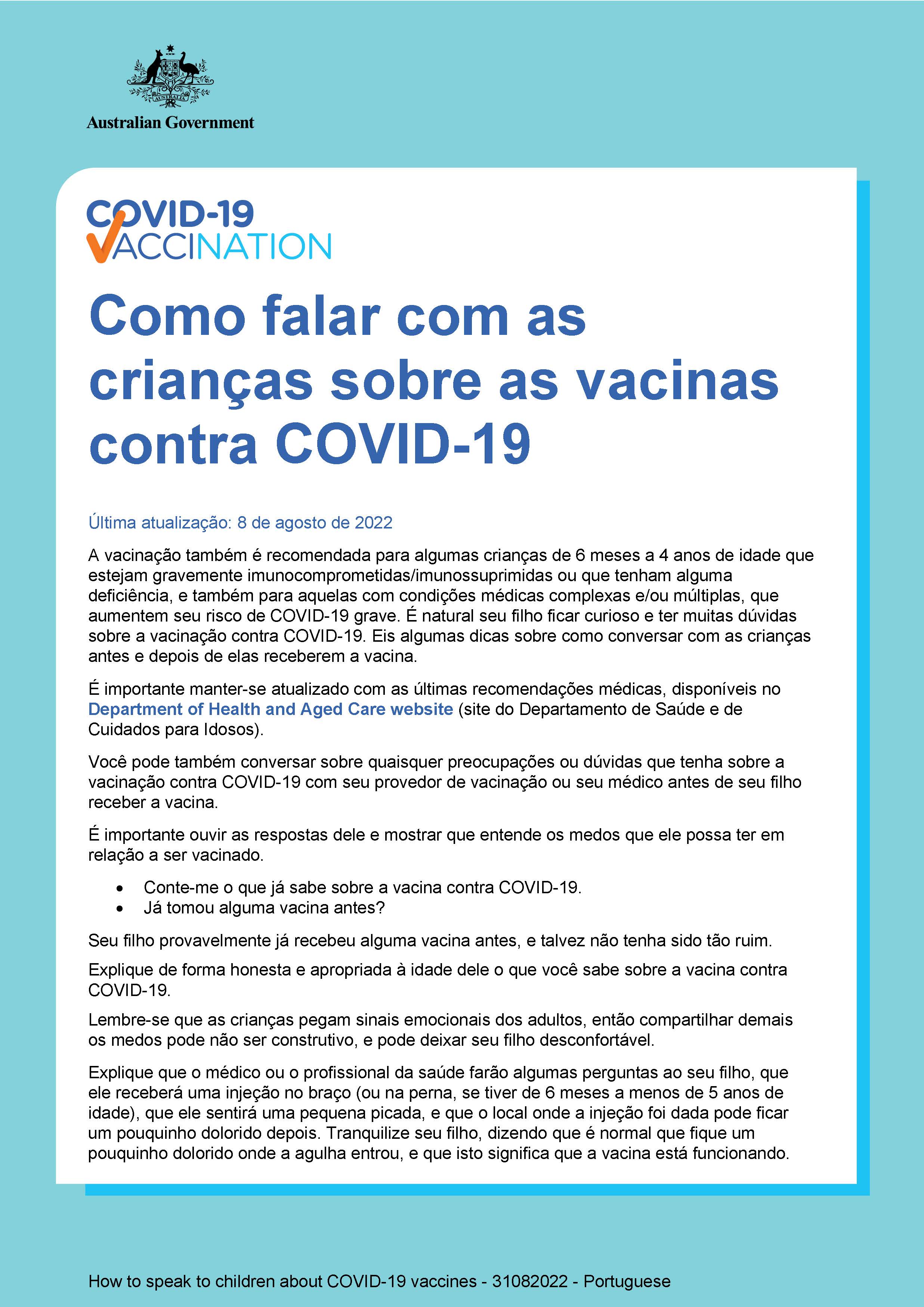 Como falar com as crianças sobre as vacinas contra COVID-19
