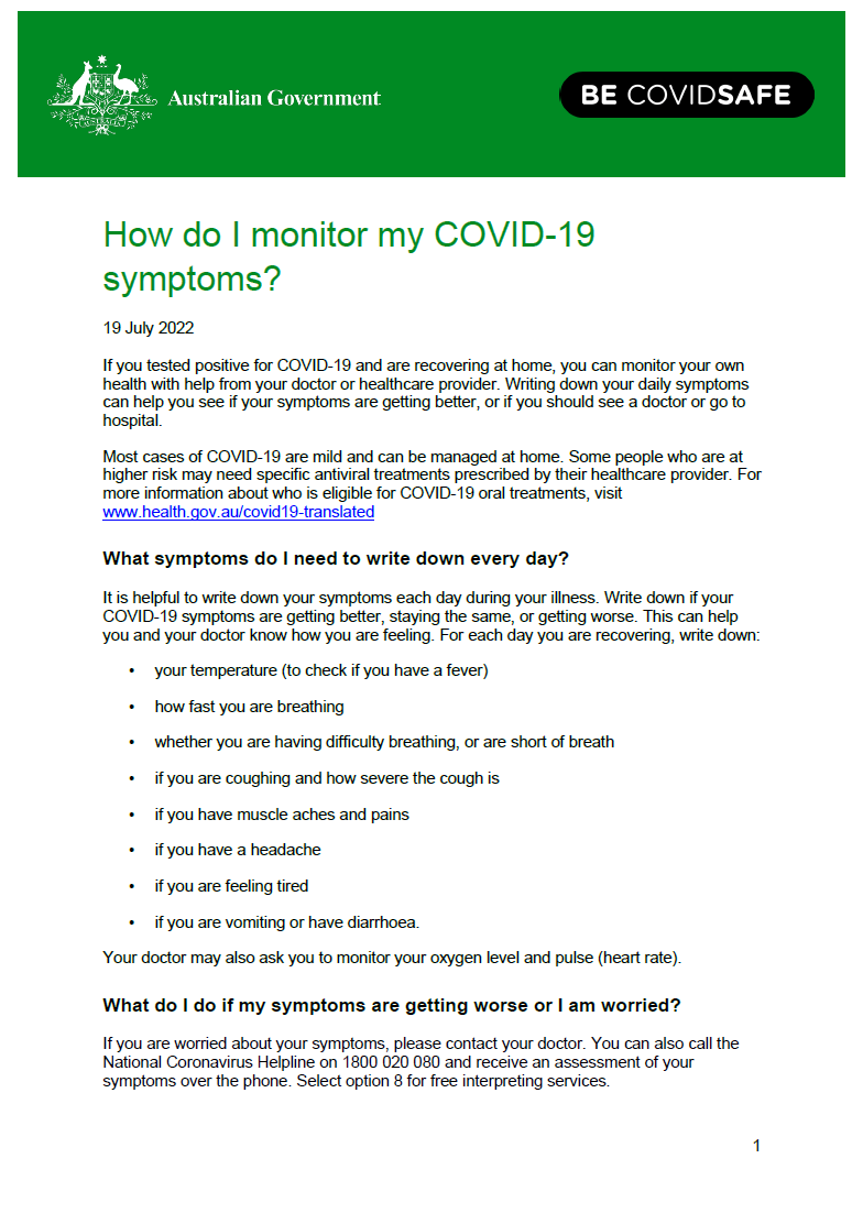 How do I monitor my symptoms