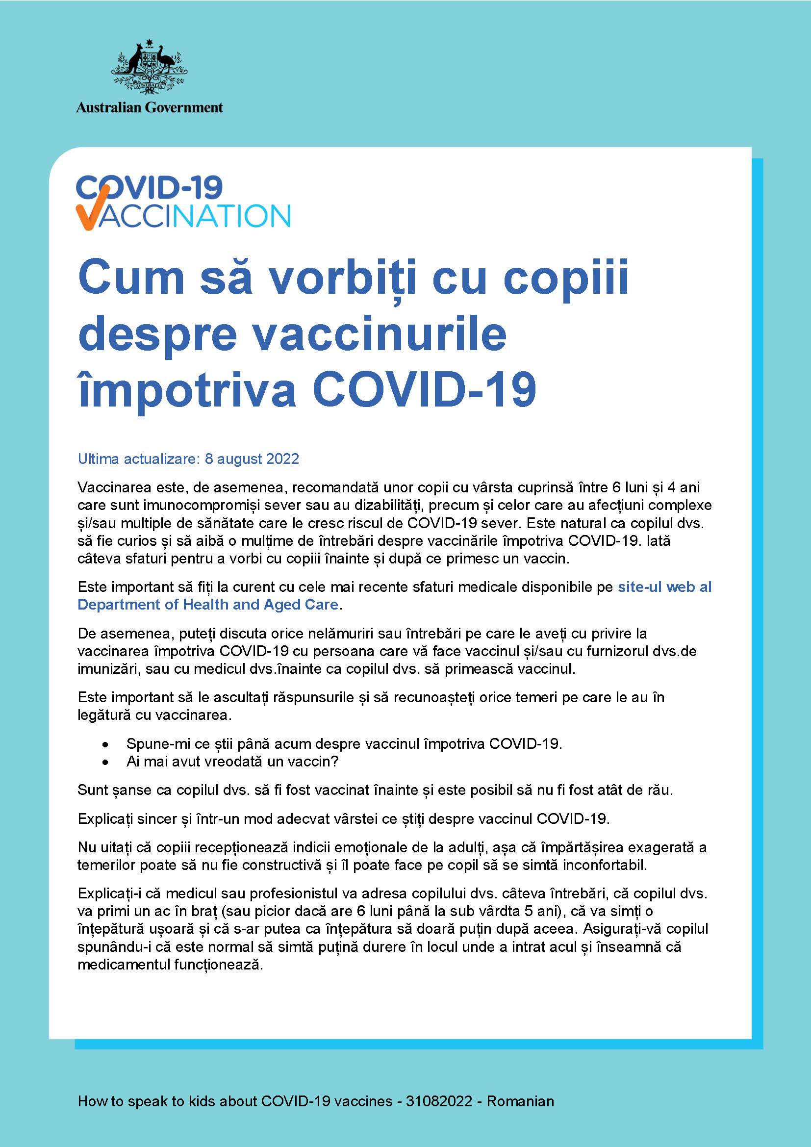 Cum să vorbiți cu copiii despre vaccinurile împotriva COVID-19