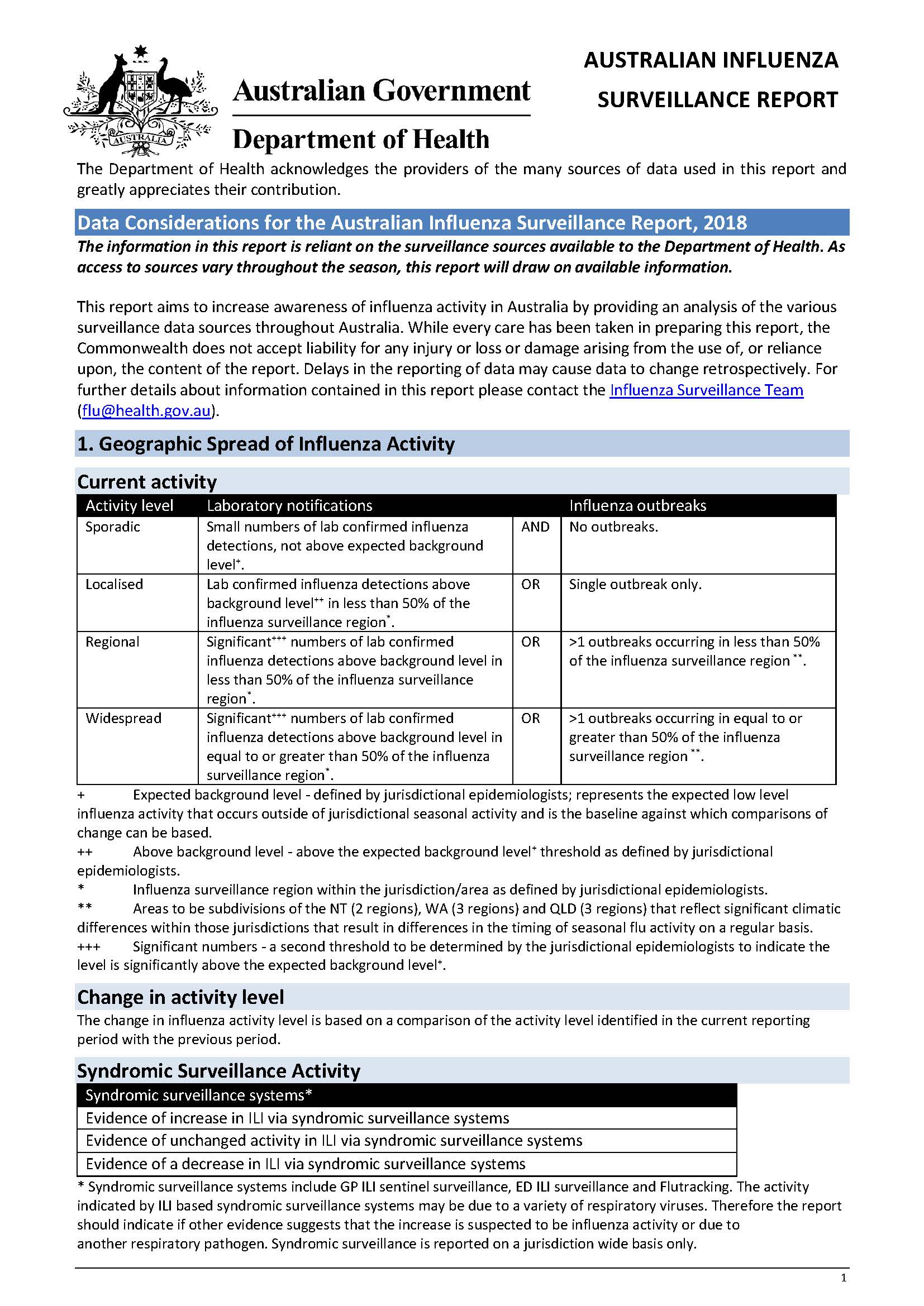 Cover image for Data considerations for the Australian Influenza Surveillance – 2018 Report 