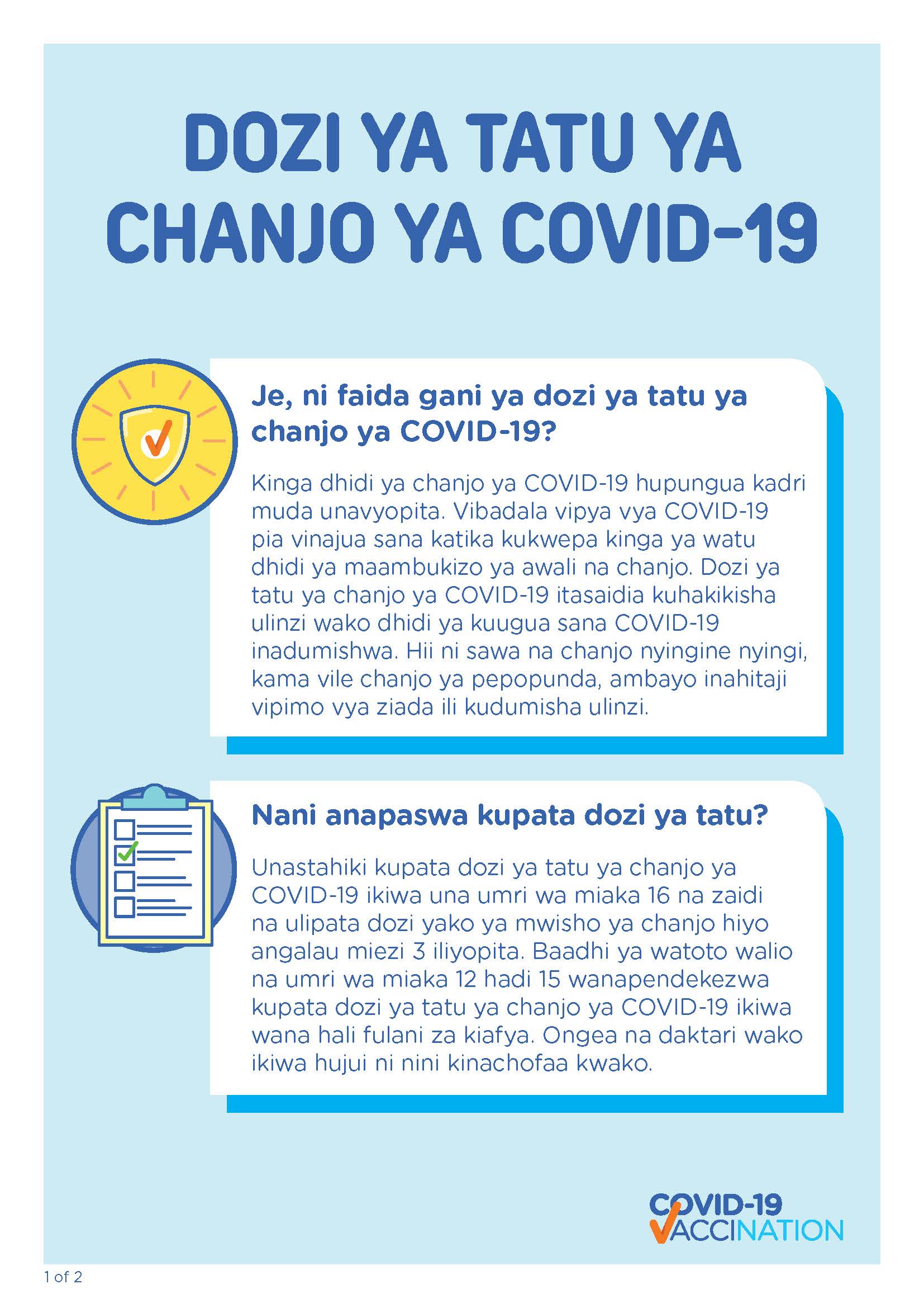 DOZI YA TATU YA CHANJO YA COVID19 Australian Government Department