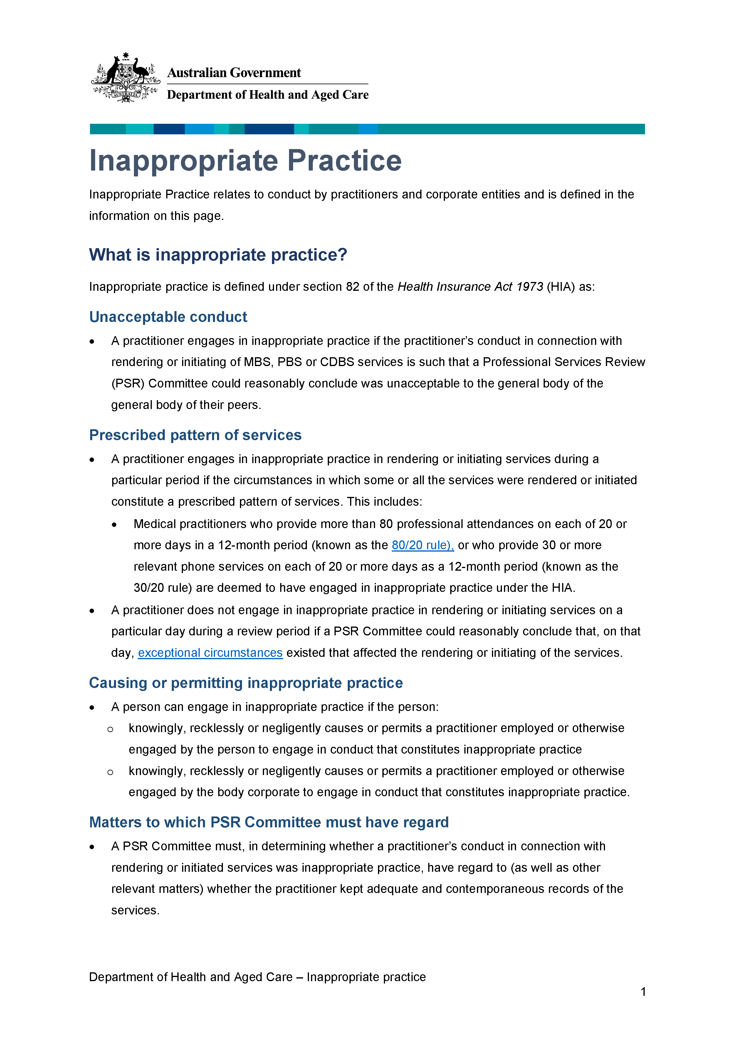Inappropriate practice fact sheet
