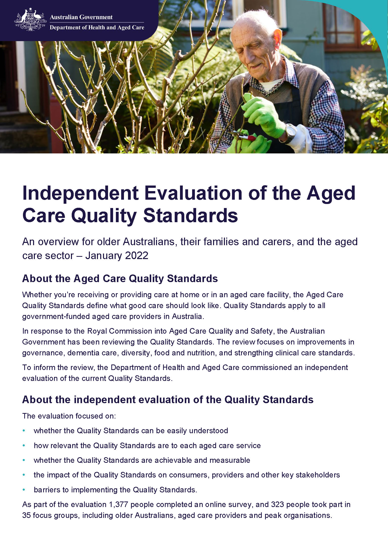 Independent evaluation of the Aged Care Quality Standards – Summary