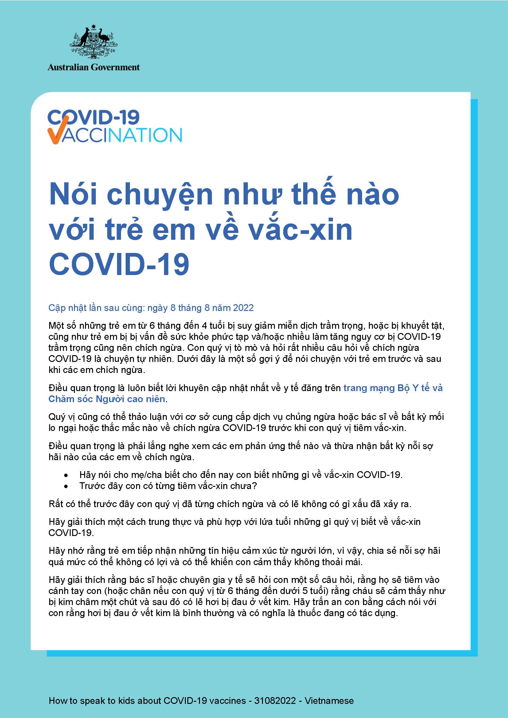 Nói chuyện như thế nào với con cái về vắc-xin COVID-19