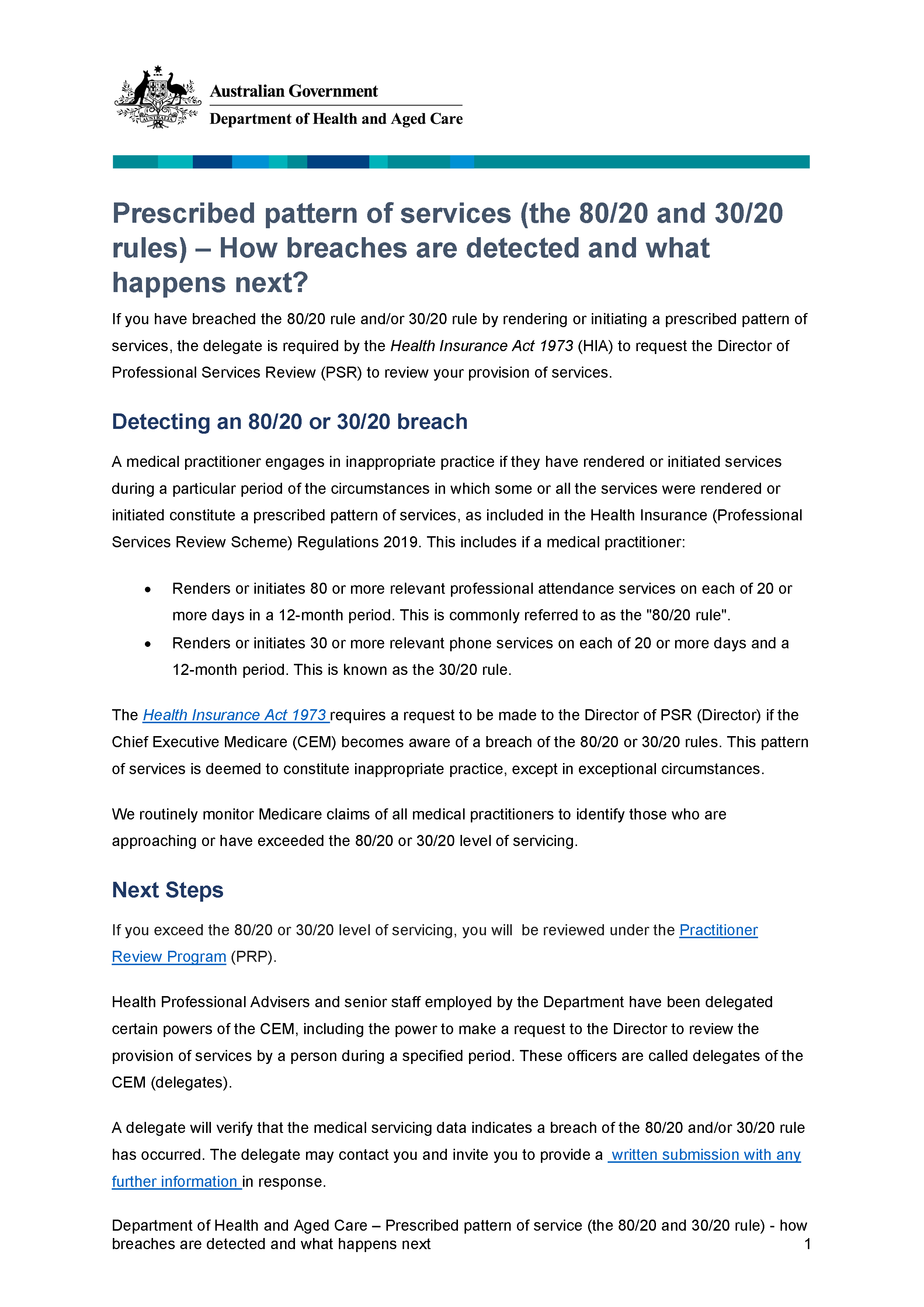Prescribed pattern of service – How breaches are detected and what happens next?