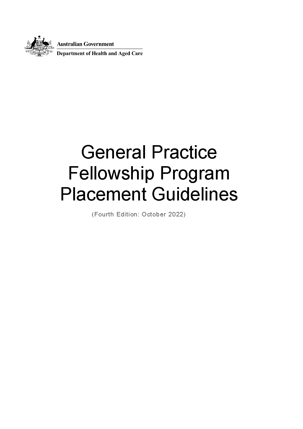 Cover image for General Practice Fellowship Program Placement Guideline