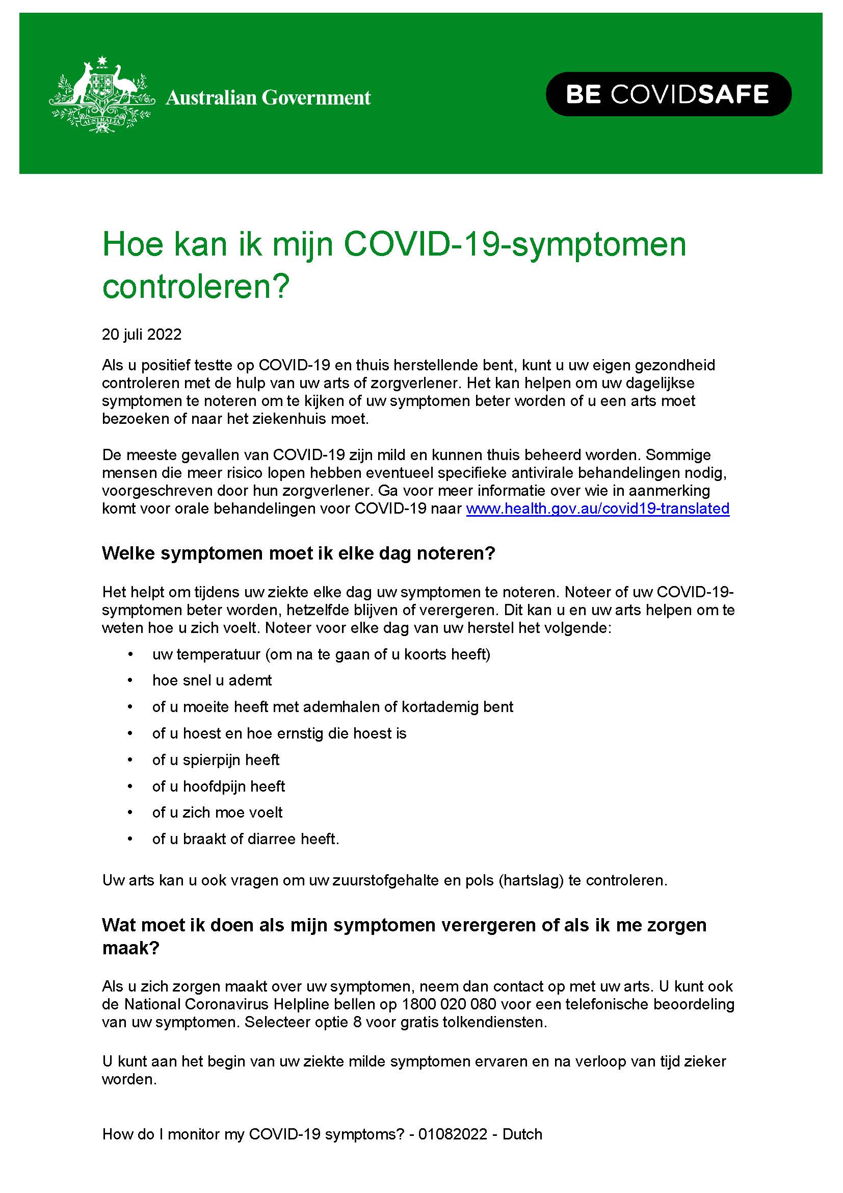 Hoe kan ik mijn COVID-19-symptomen controleren?