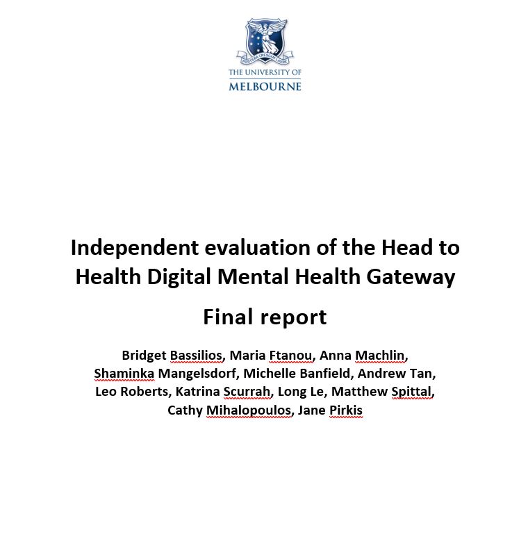 Cover Independent Evaluation of the Head to Health Digital Mental Health Gateway
