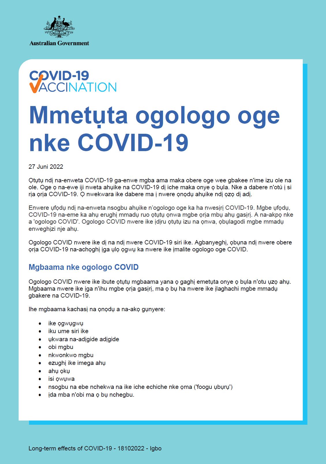 Mmetụta ogologo oge nke COVID-19 