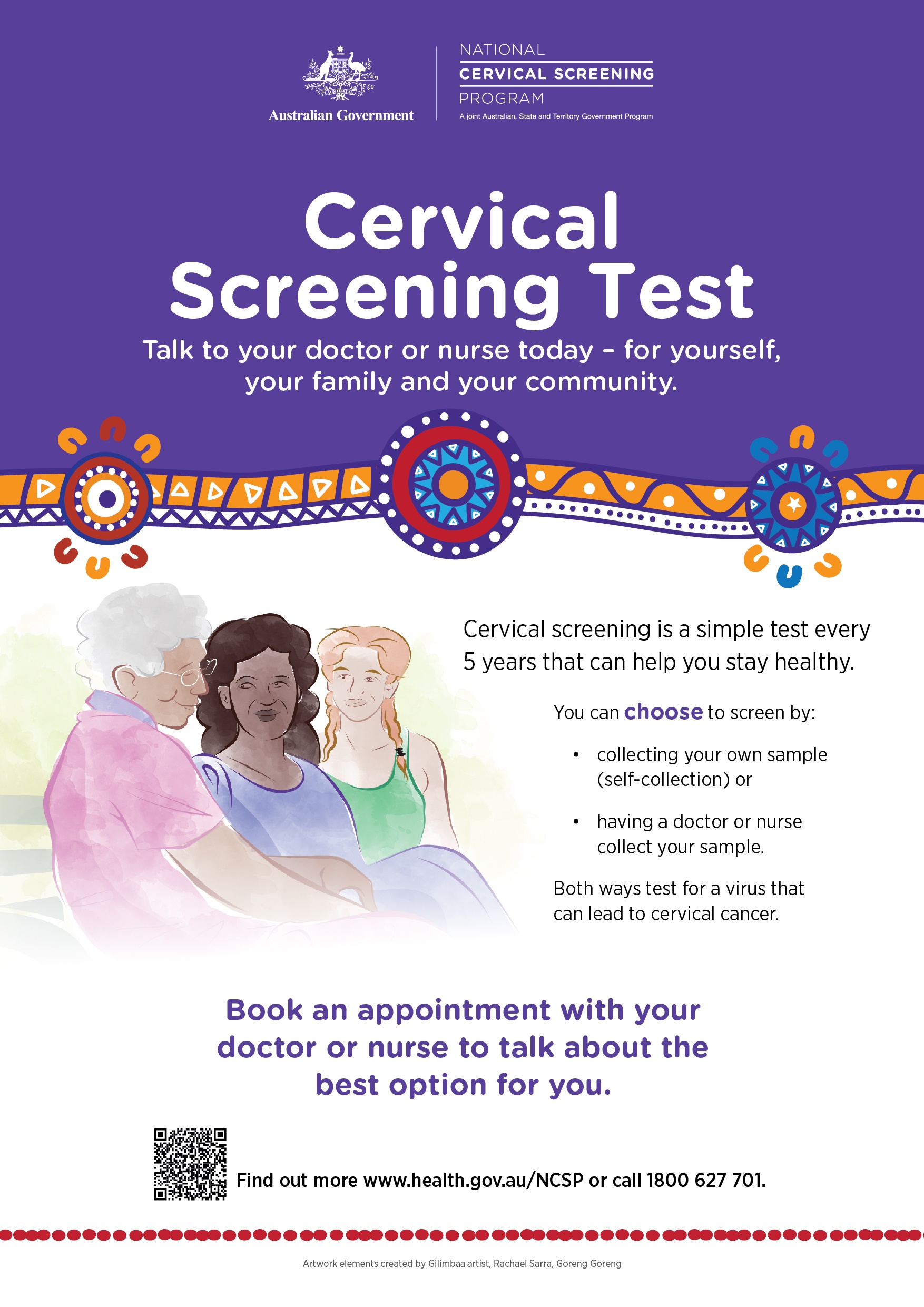 A poster for Aboriginal and Torres Strait Islander women to promote the importance of cervical screening.