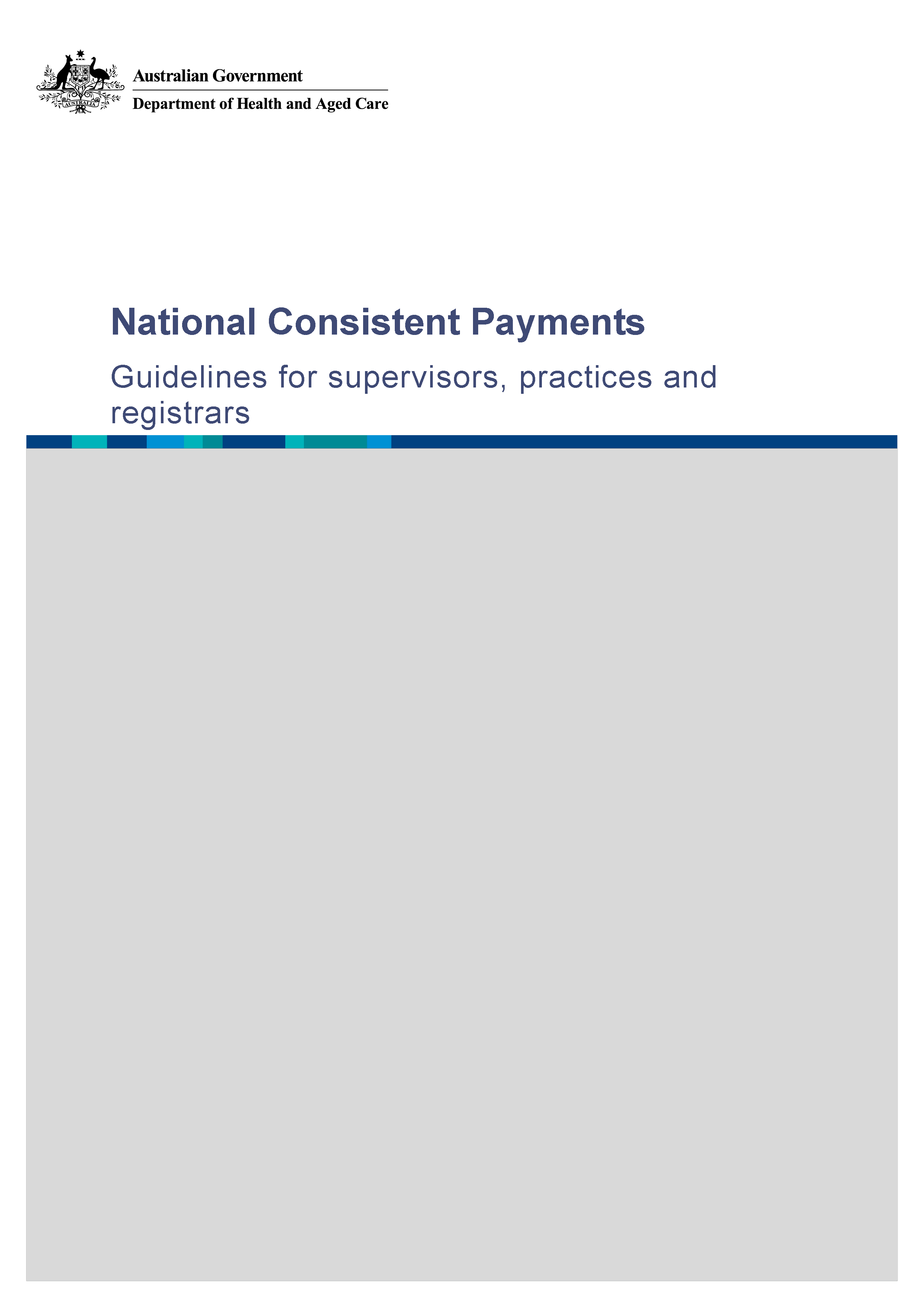 National Consistent Payments Guidelines for supervisors, practices and registrars cover