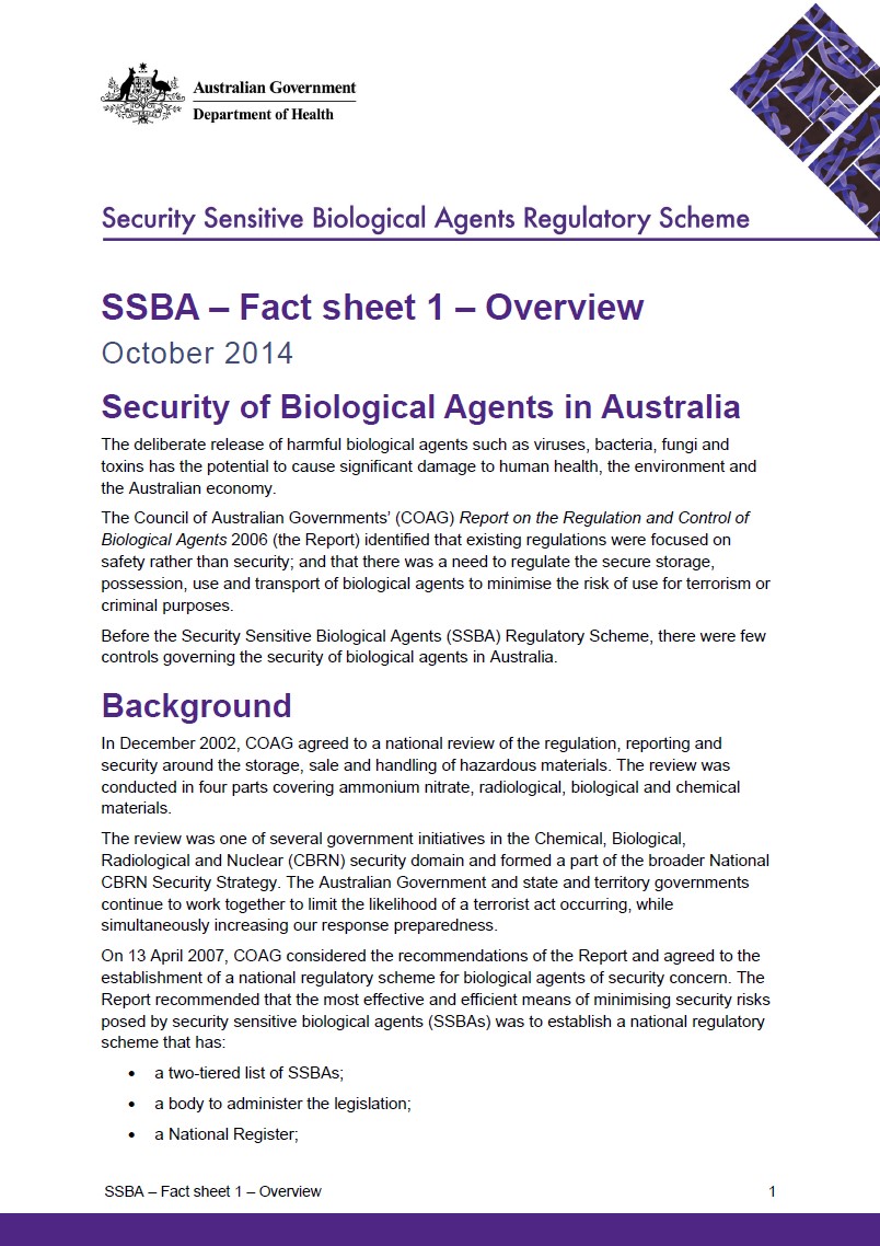 SSBA – Fact sheet 1 – Overview