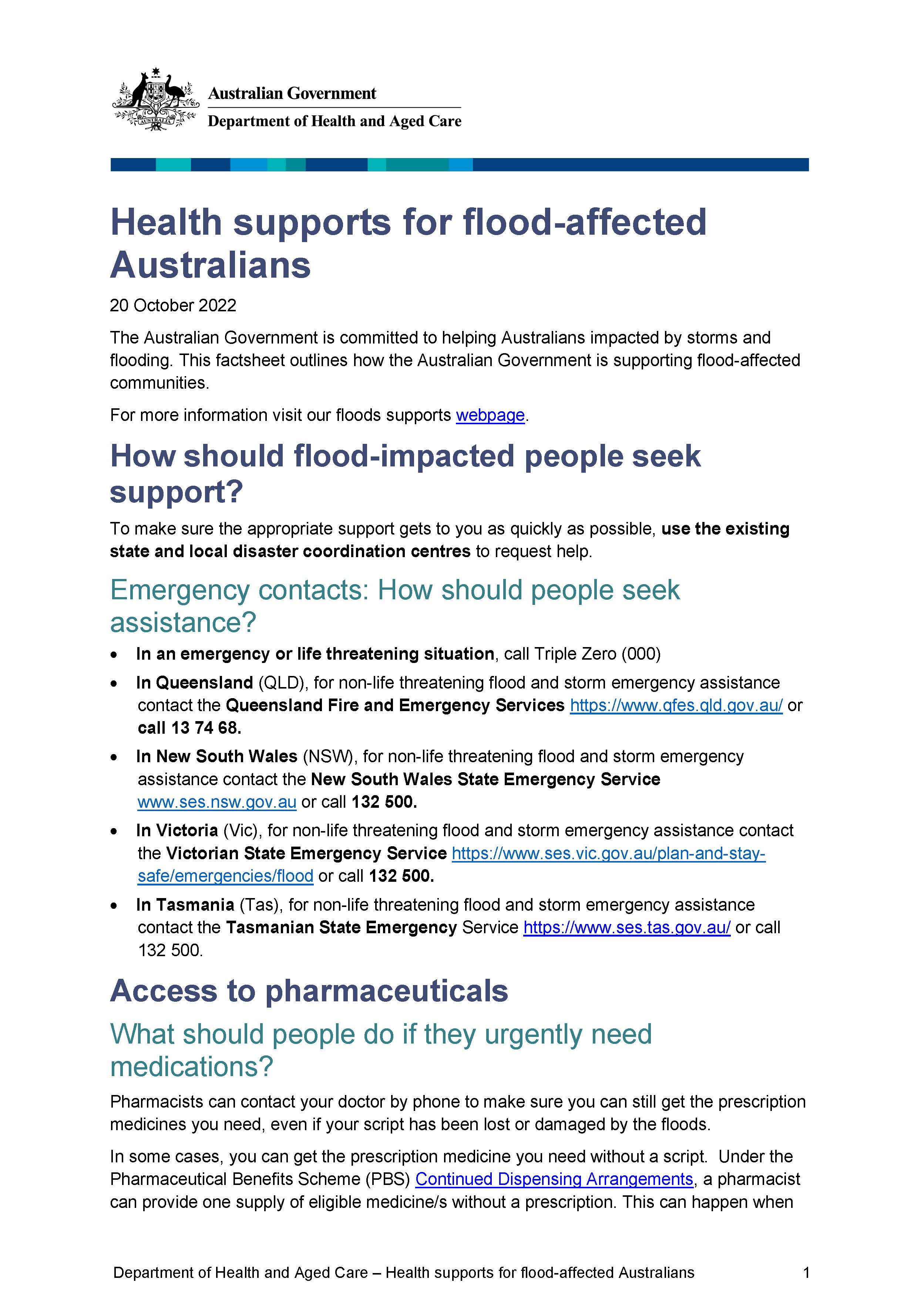 Health supports for flood-affected cover
